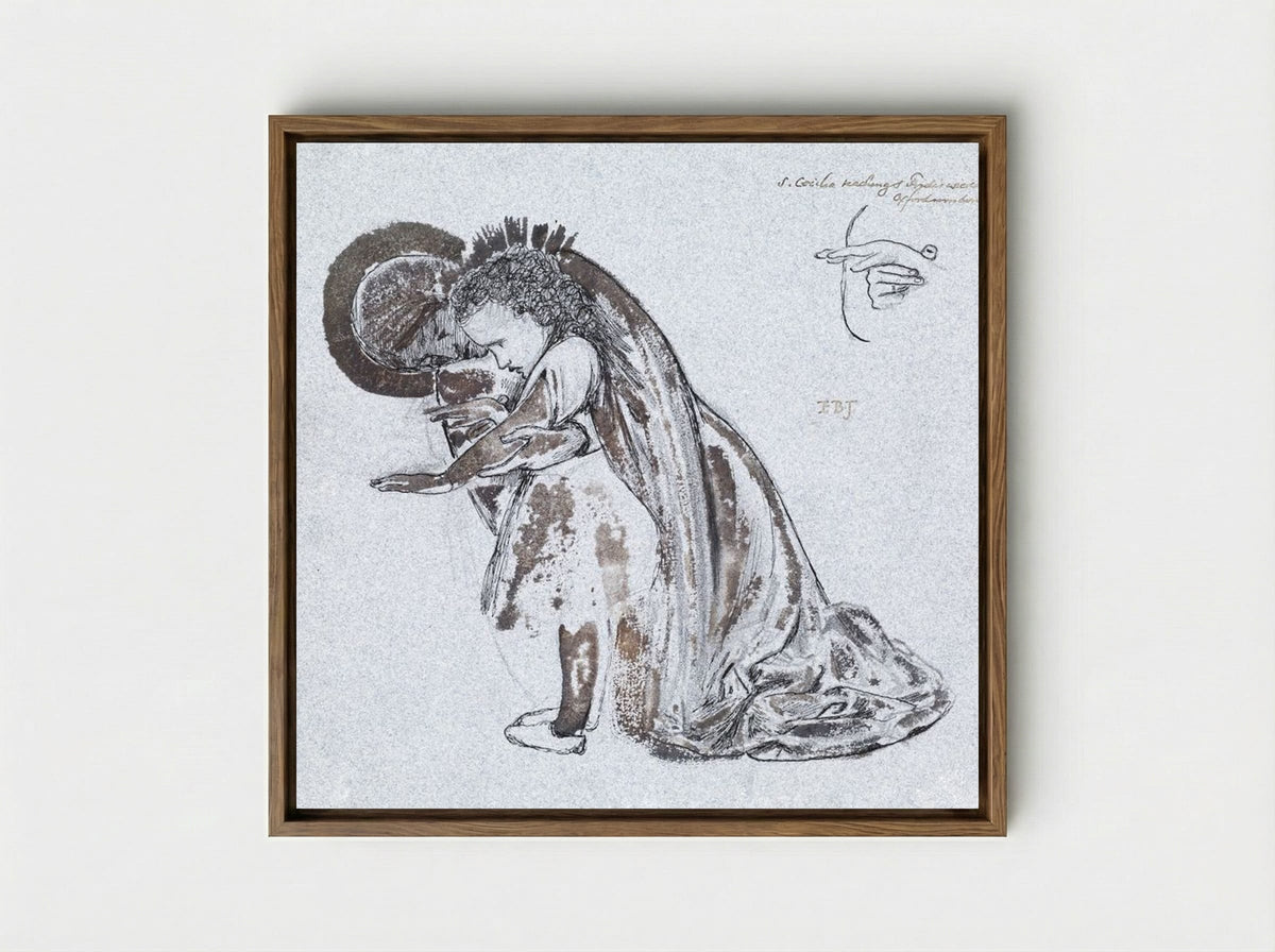 Study of St Cecilia Teaching St Frideswide - Edward Burne-Jones - Framed Canvas Wood