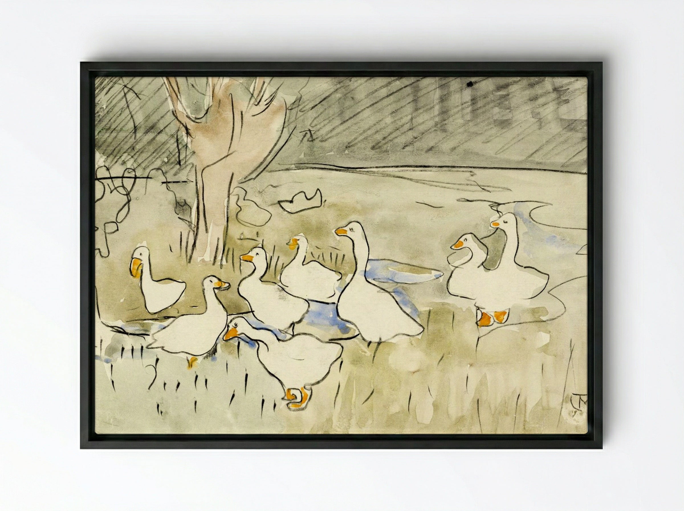 Ducks - Theo van Hoytema - Framed Canvas Black