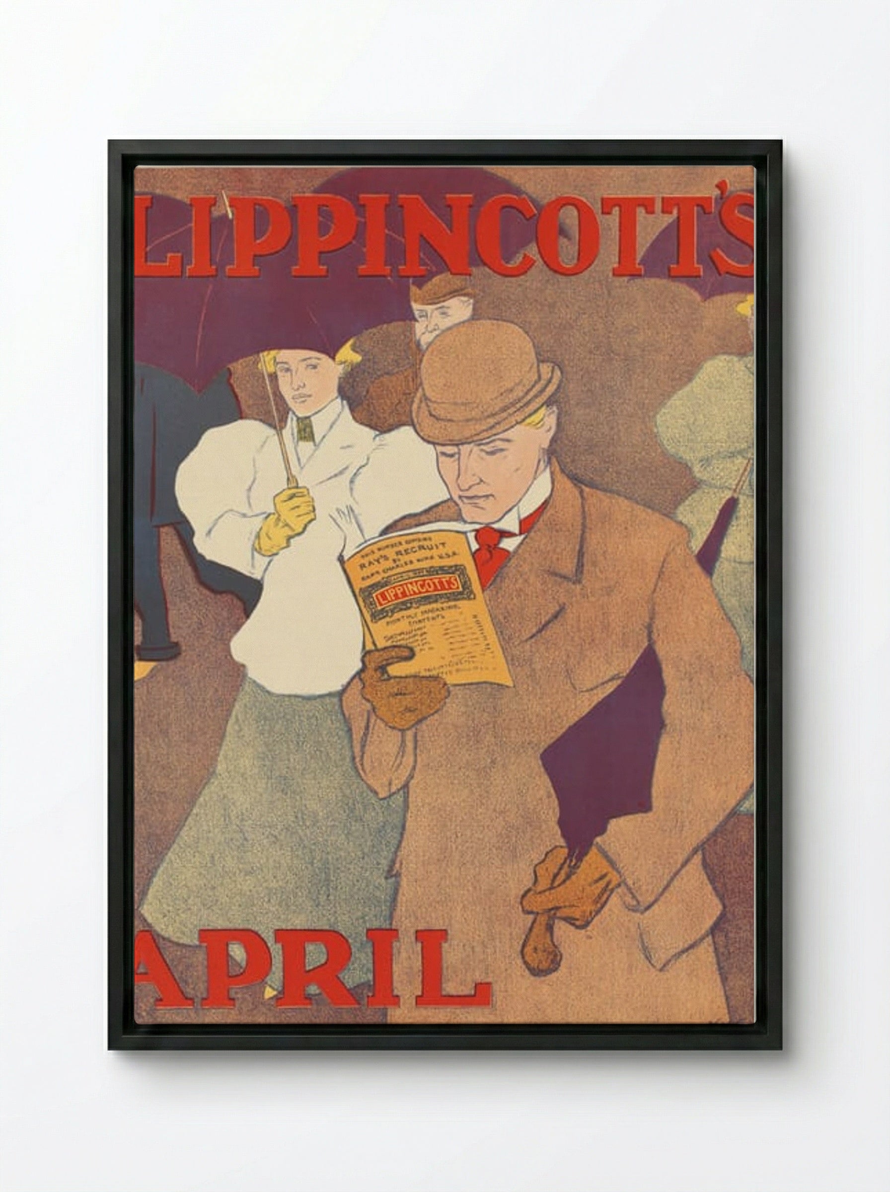 Lippincott's, April - Edward Penfield - Framed Canvas Black