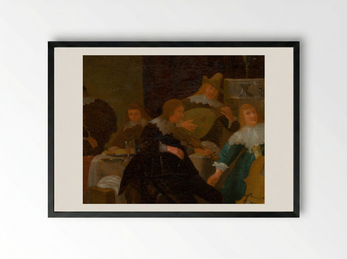 The Home Concert - Cornelis Saftleven - Framed Print Black