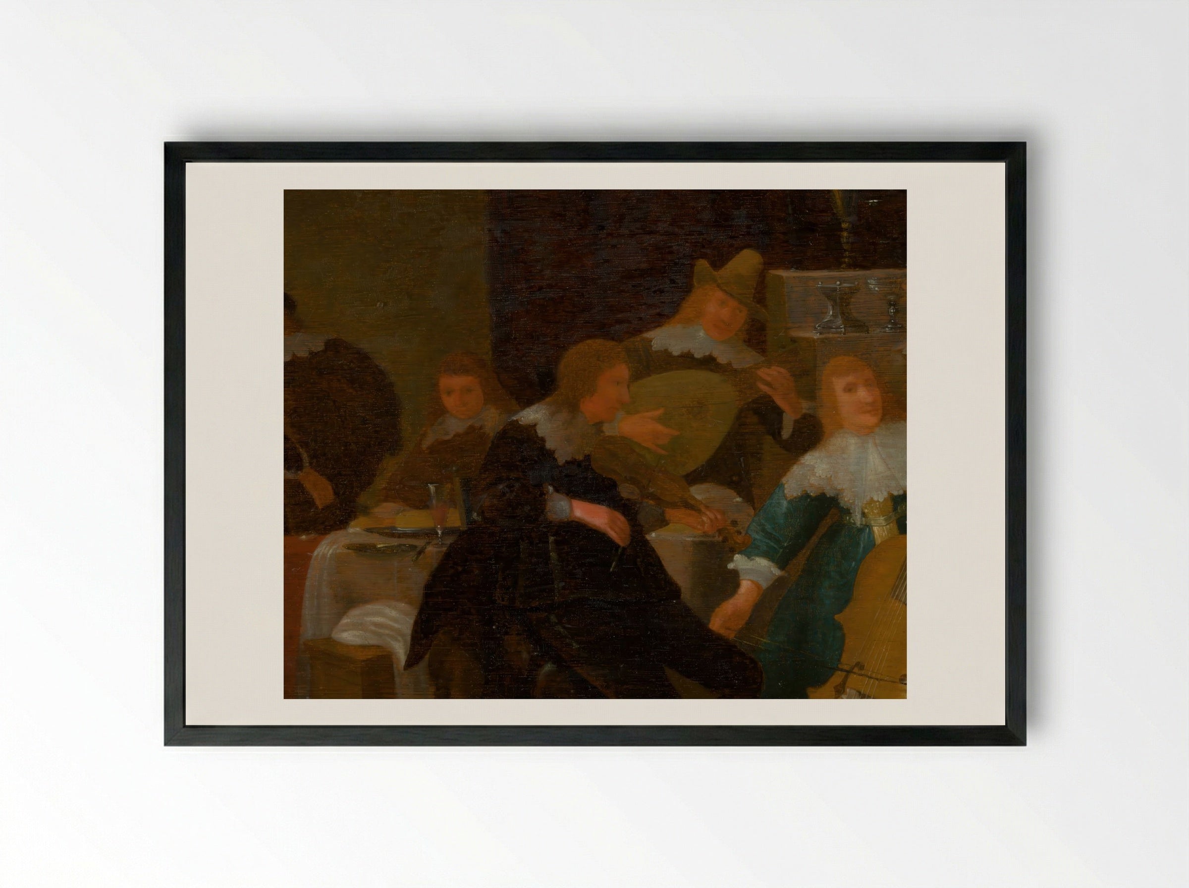 The Home Concert - Cornelis Saftleven - Framed Print Black