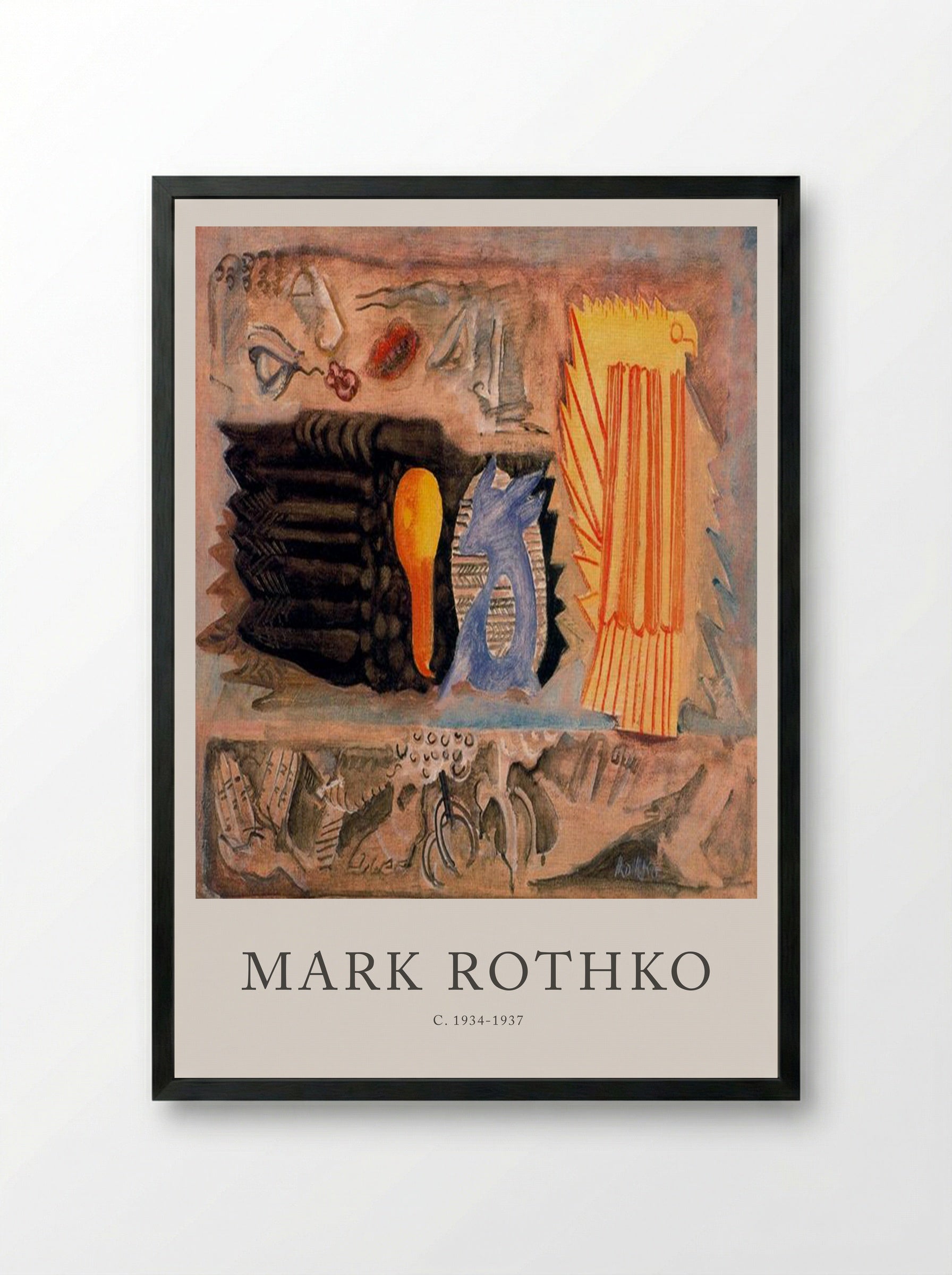 Untitled (Surrealist Composition) - Mark Rothko - Framed Print Black