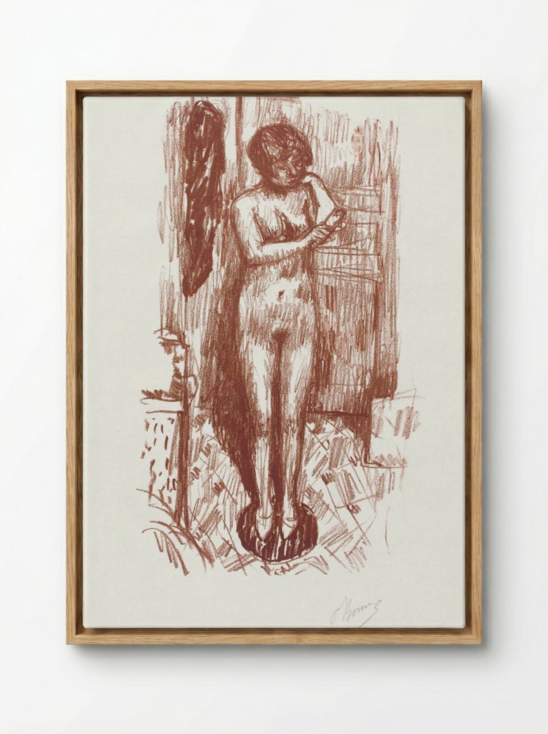 Standing Naked Woman Washing Herself - Pierre Bonnard - Framed Canvas Wood