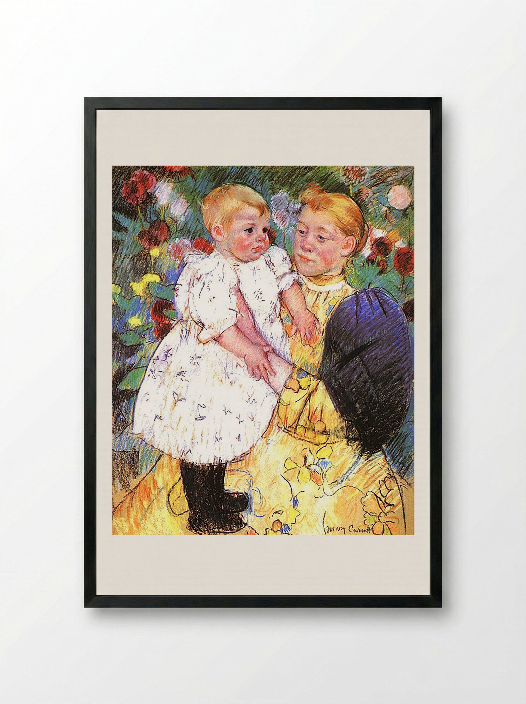 In the Garden - Mary Cassatt - Framed Print Black