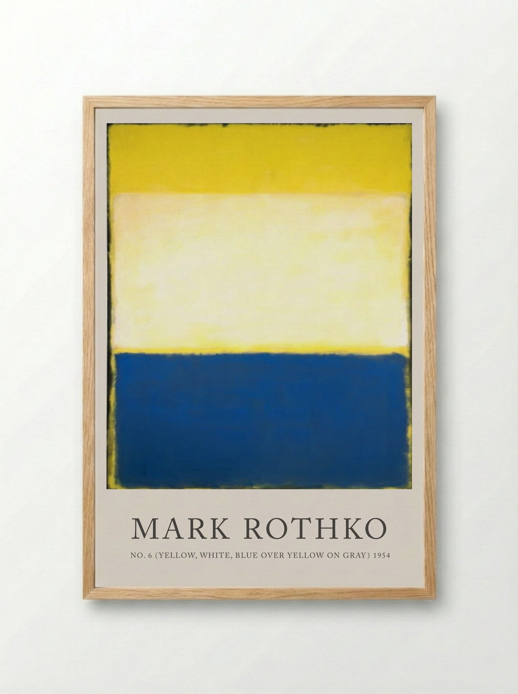 No. 6 (Yellow, White, Blue over Yellow on Gray) - Mark Rothko - Framed Print Wood