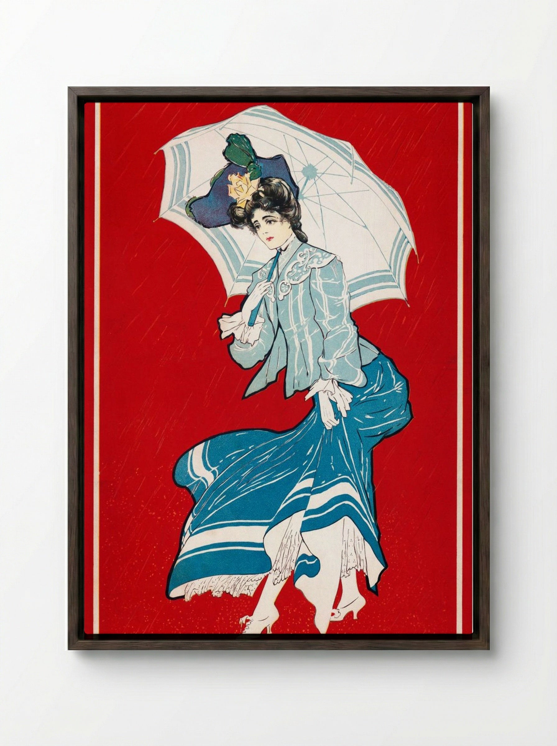 A Rainy Daisy - Gray - Framed Canvas Dark Wood