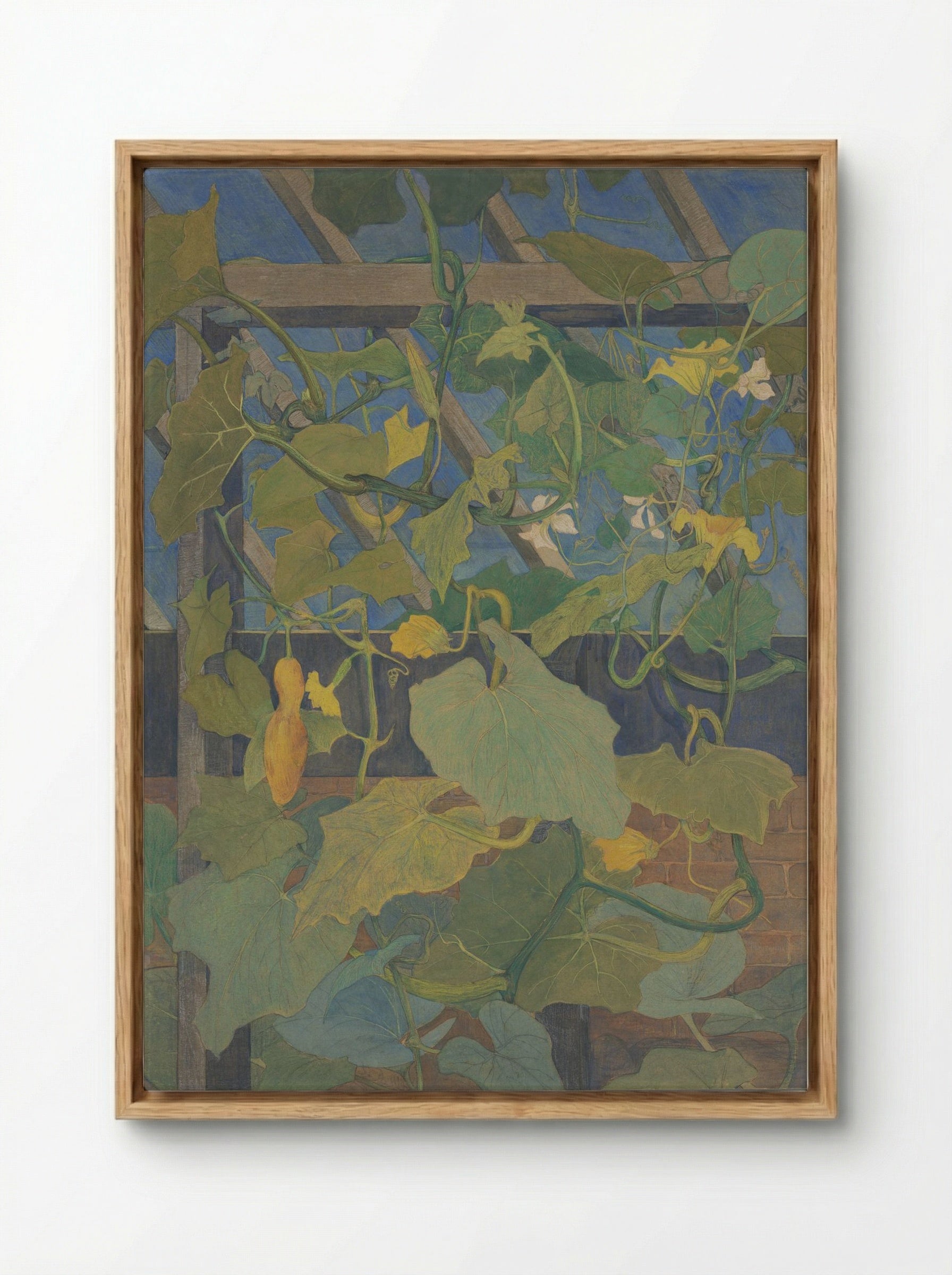 Greenhouse with Ornamental Gourds - Theo van Hoytema - Framed Canvas Wood