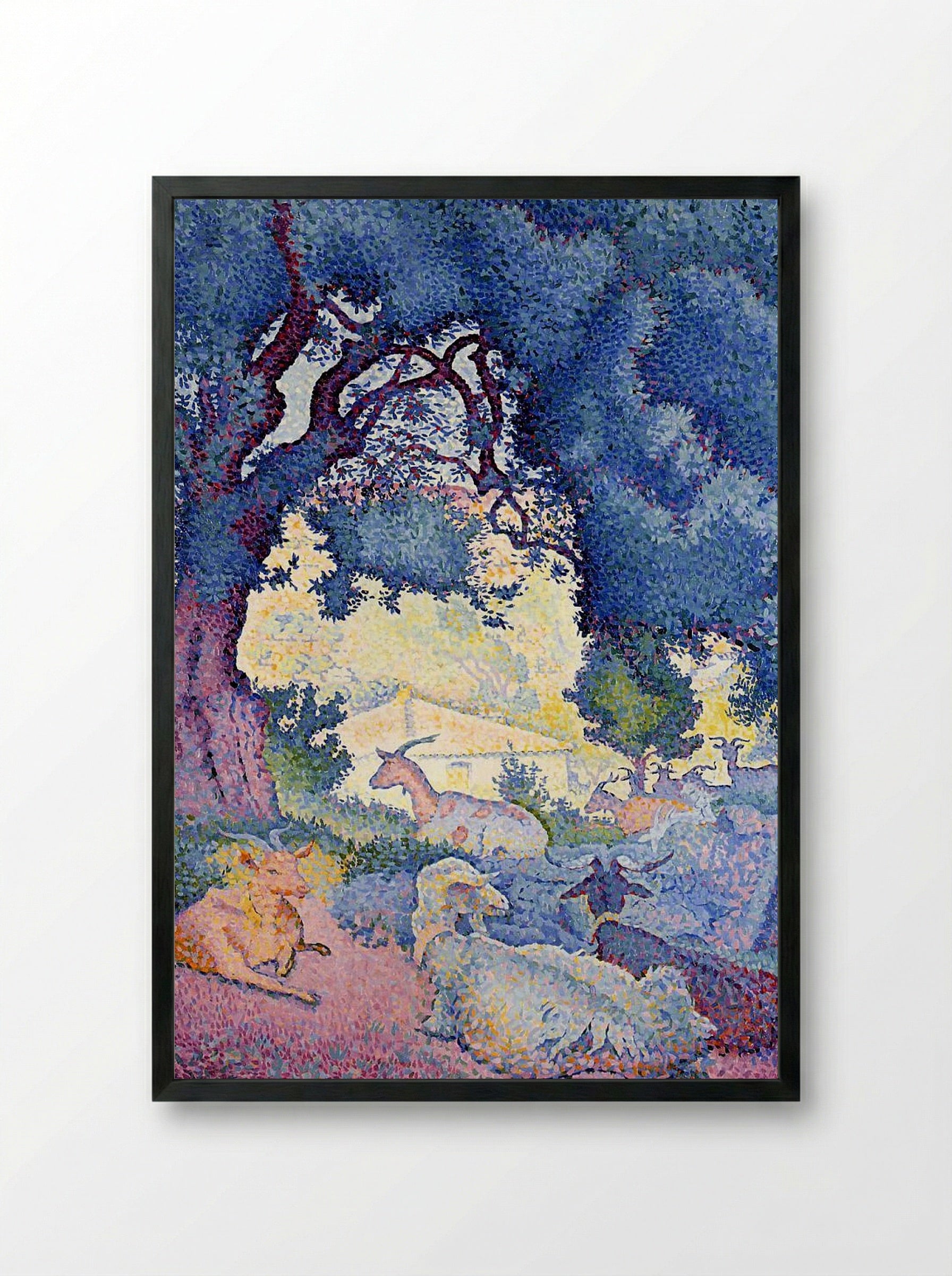 Landscape with Goats - Henri-Edmond Cross - Framed Print Black