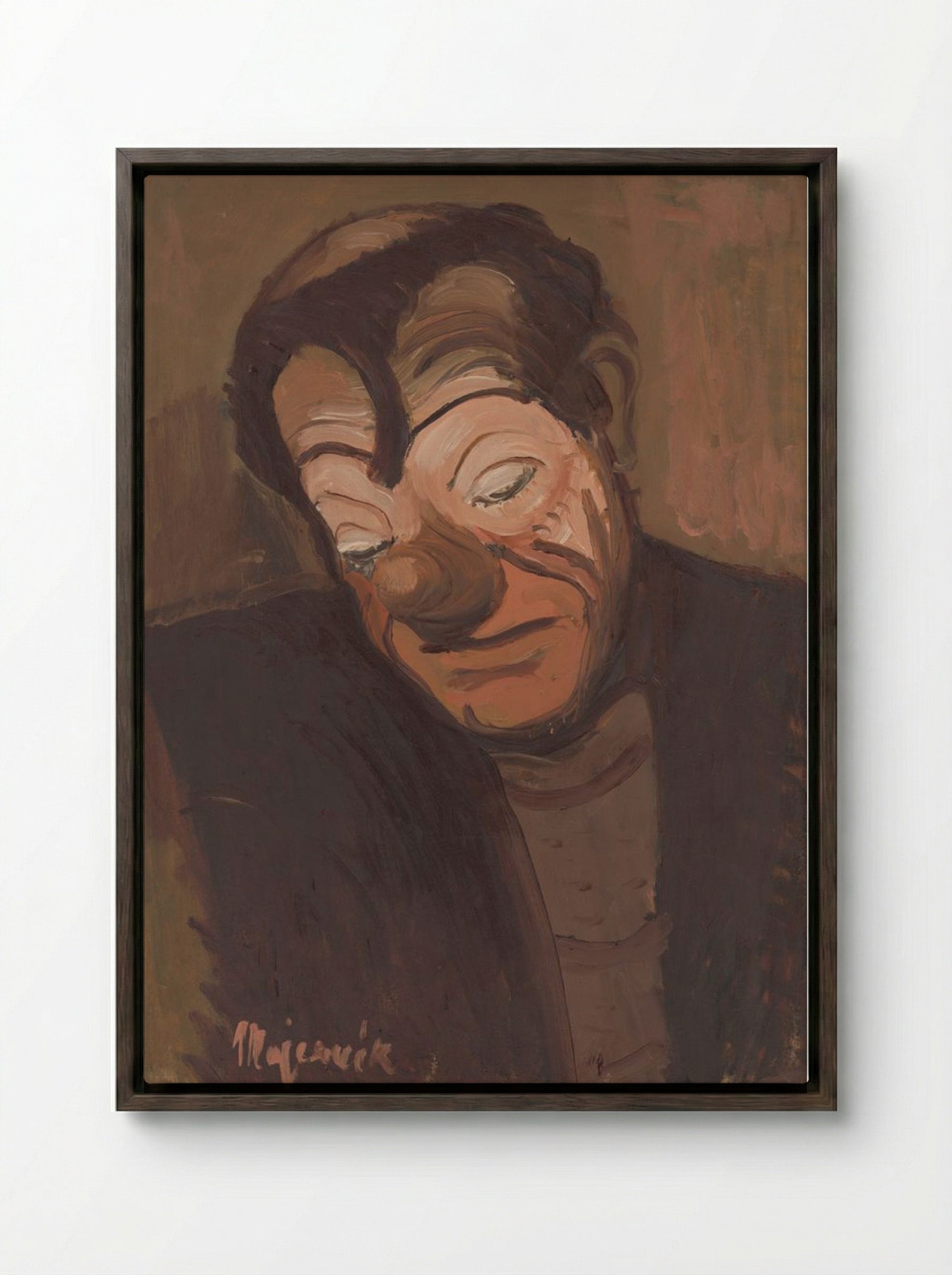 Clown - Cyprián Majerník - Framed Canvas Dark Wood
