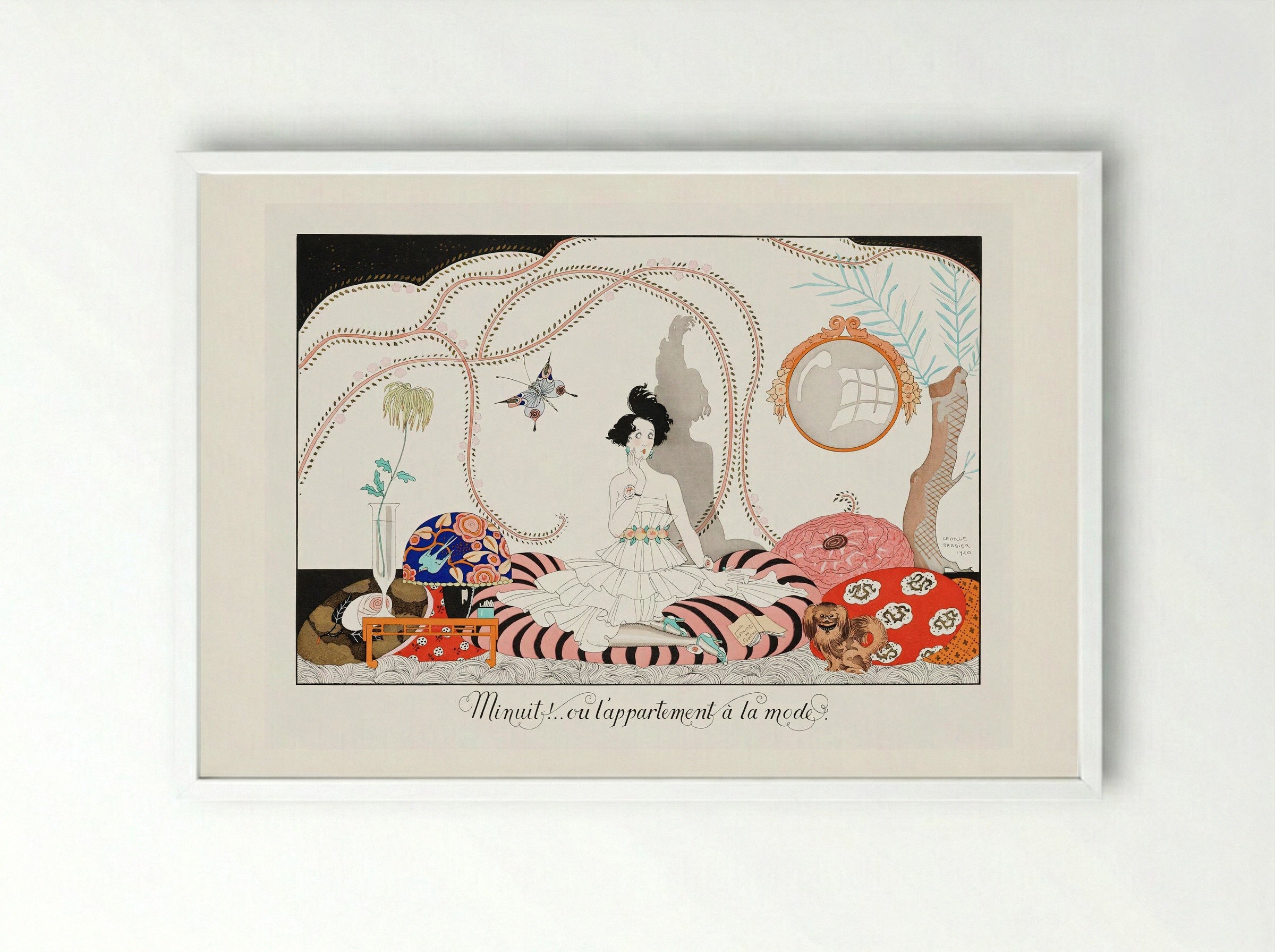 Minuit!...ou l'appartement a la mode. Plate no. 7 - George Barbier - Framed Print White