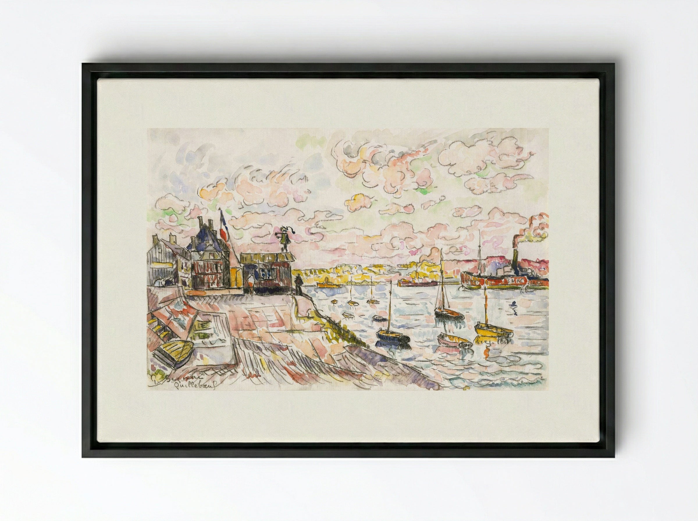Quilleboeuf - Paul Signac - Framed Canvas Black