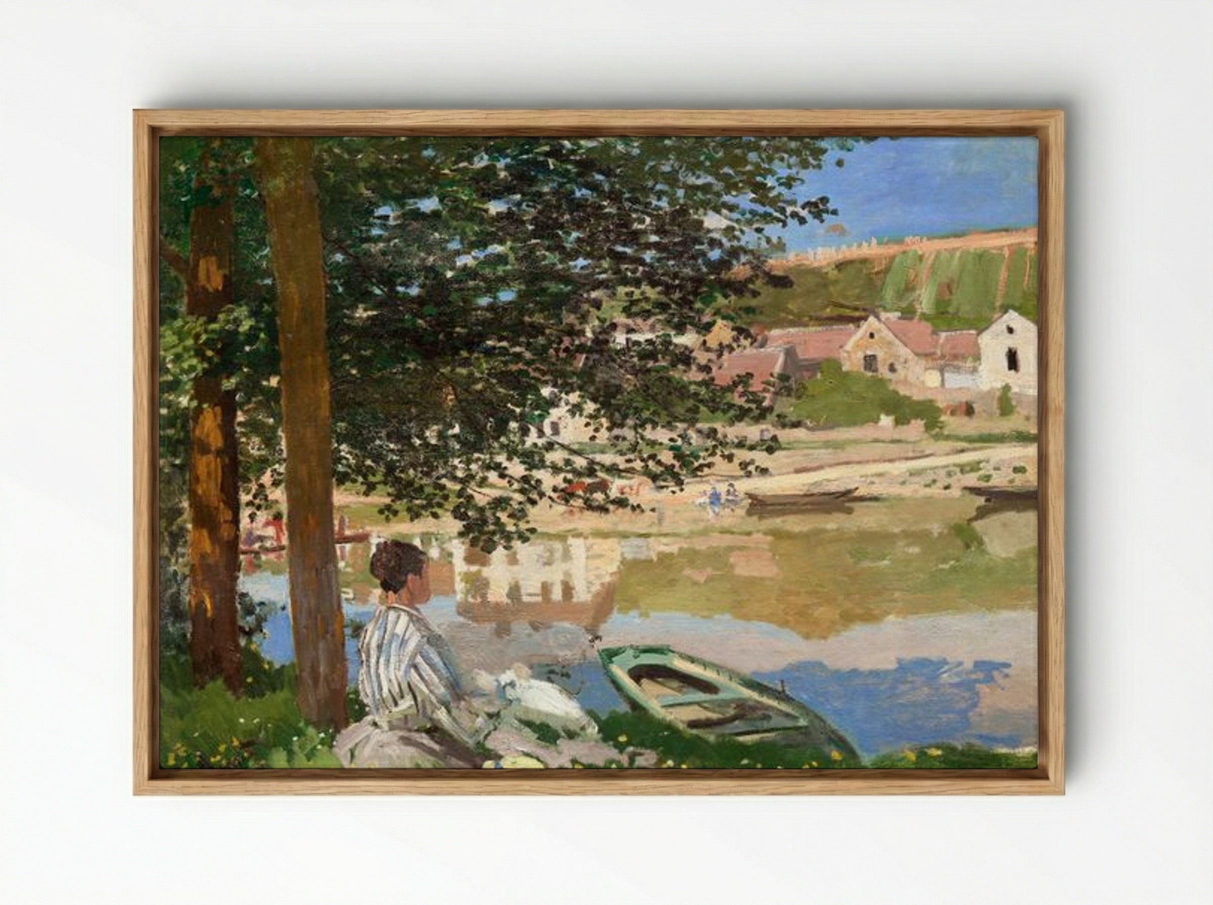 On the Bank of the Seine, Bennecourt - Claude Monet - Framed Canvas Wood