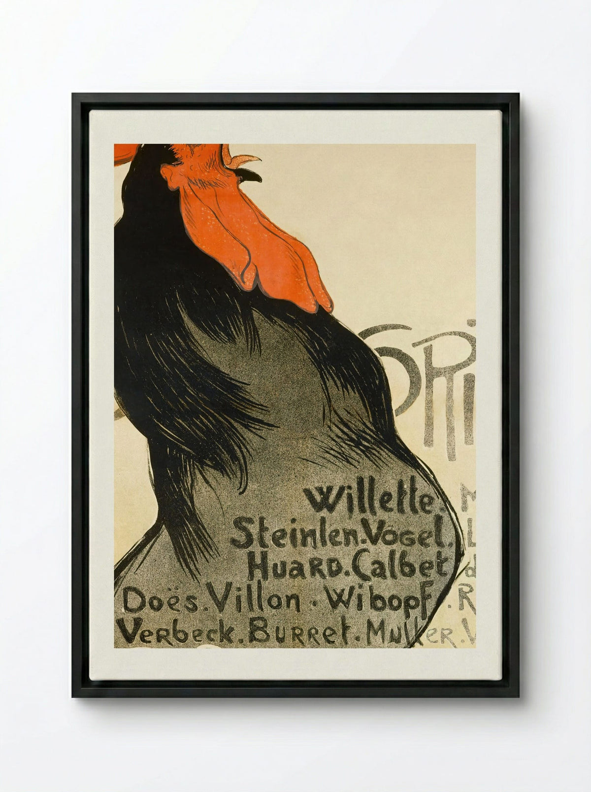 Cocorico - Théophile-Alexandre Steinlen - Framed Canvas Black