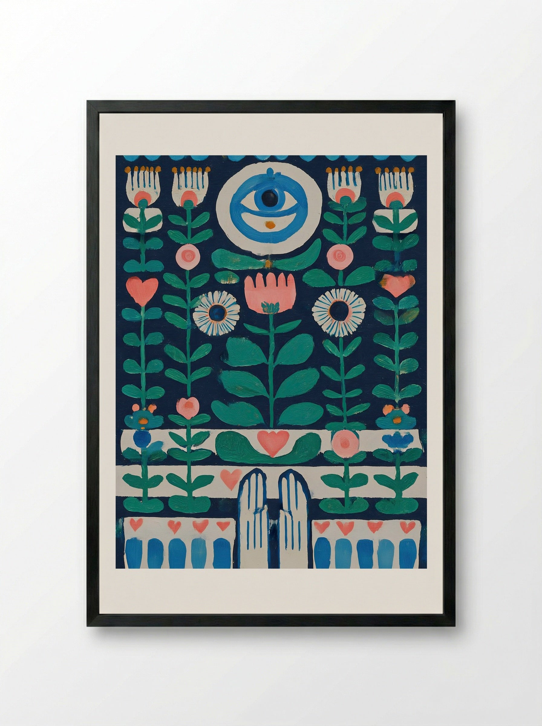 Guardian Blooms - Framed Print Black