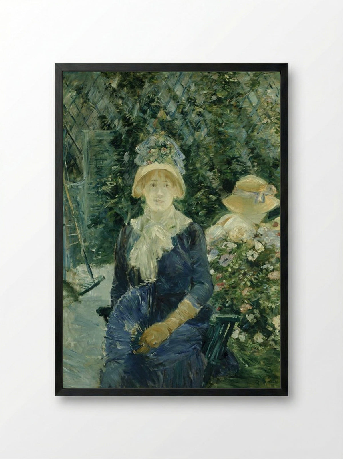Woman in a Garden - Berthe Morisot - Framed Print Black