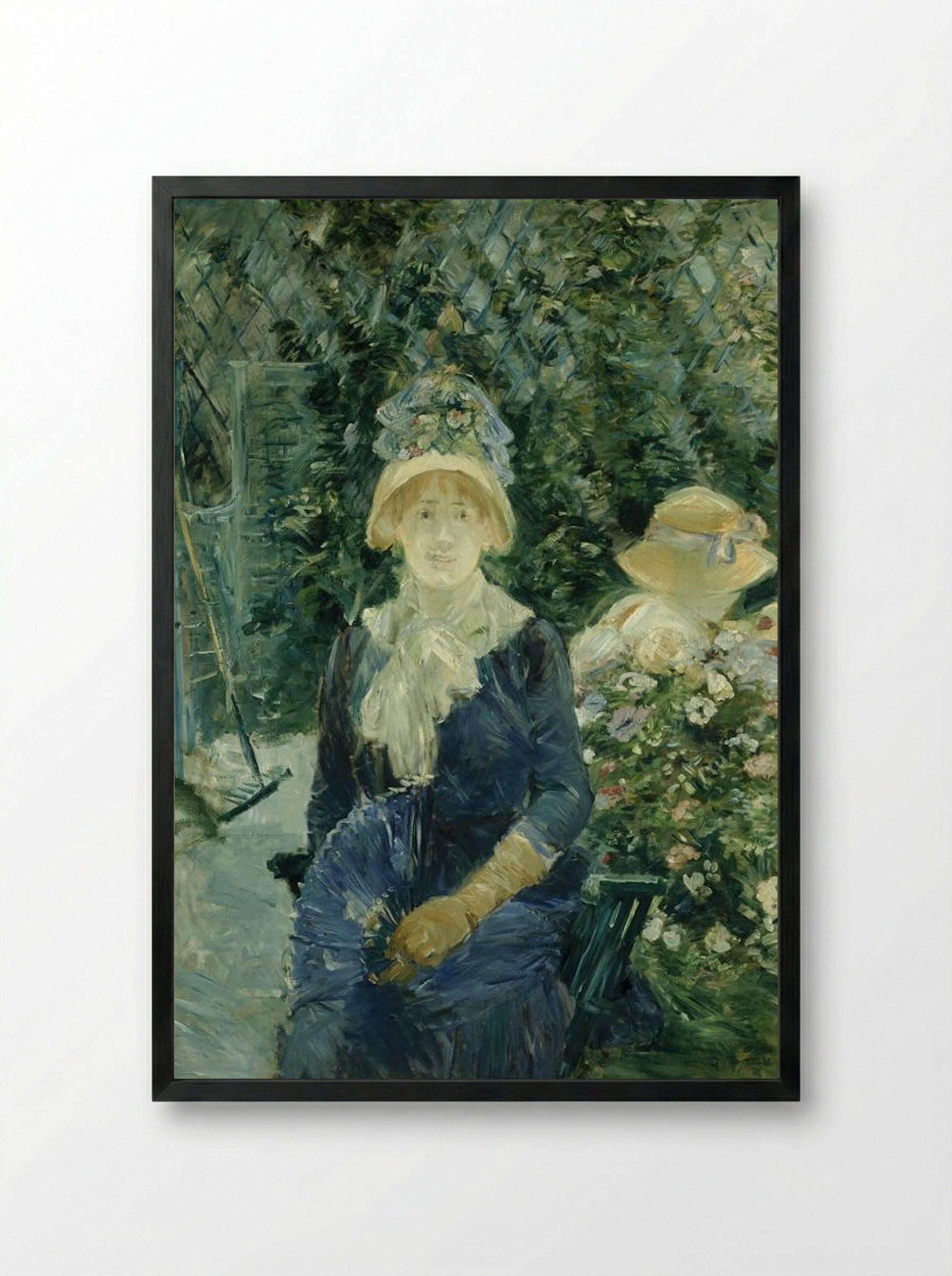 Woman in a Garden - Berthe Morisot - Framed Print Black