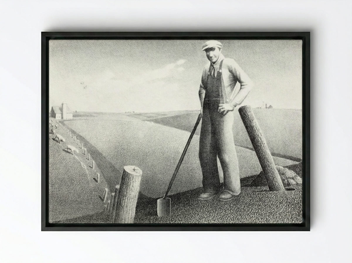 In the Spring - Grant Wood - Framed Canvas Black