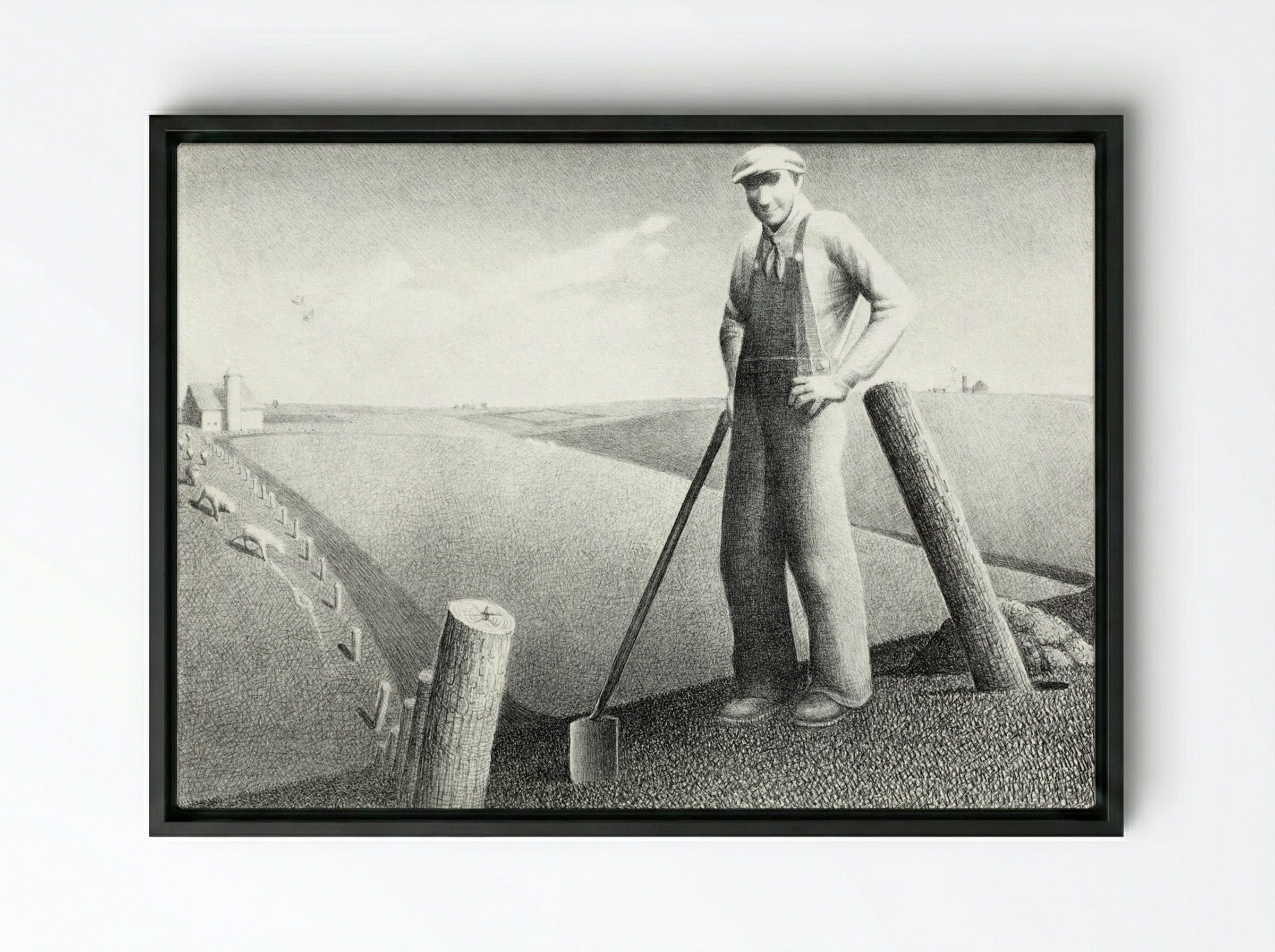 In the Spring - Grant Wood - Framed Canvas Black