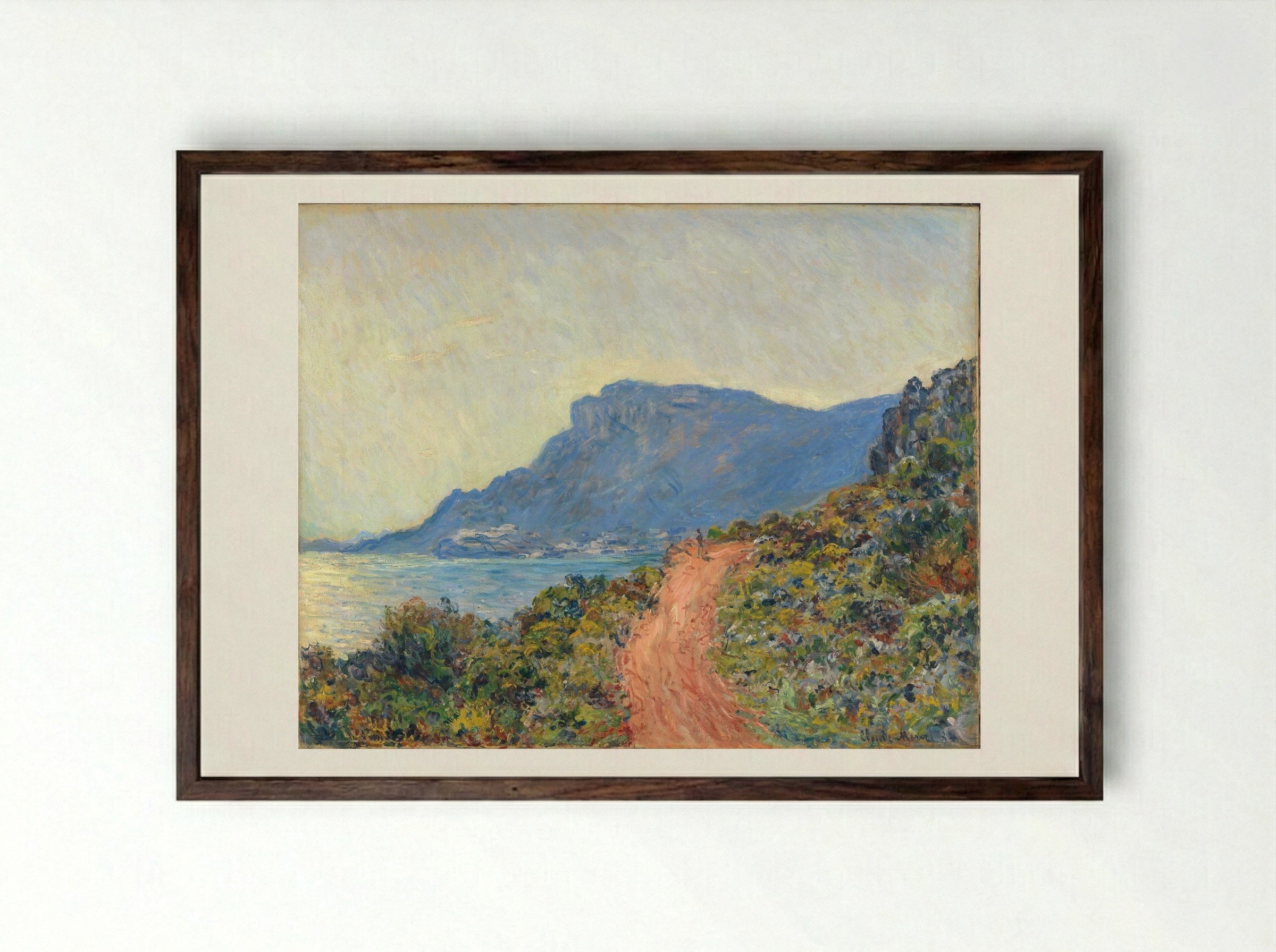La Corniche near Monaco - Claude Monet - Framed Print Dark Wood