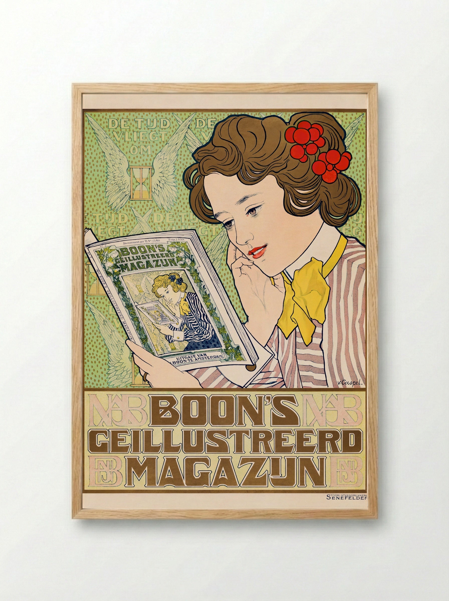 Affiche voor Boon's Geïllustreerd Magazijn - Johann Georg van Caspel - Framed Print Wood