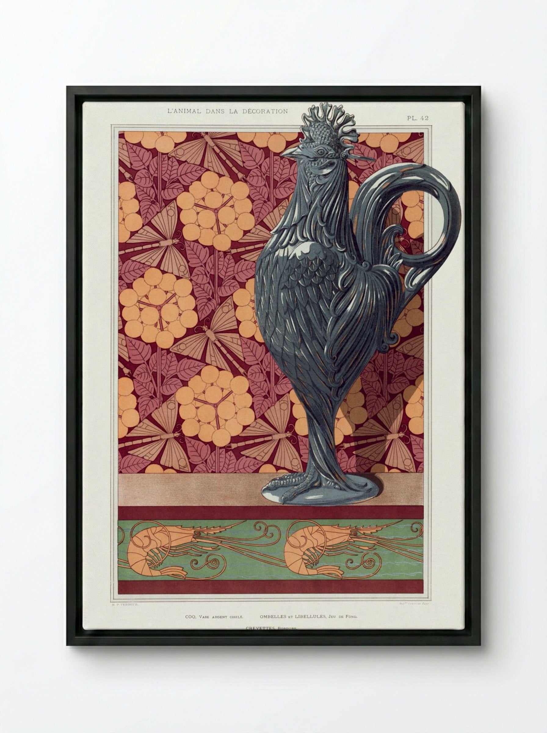 Crevettes, Bordure - Maurice Pillard Verneuil - Framed Canvas Black