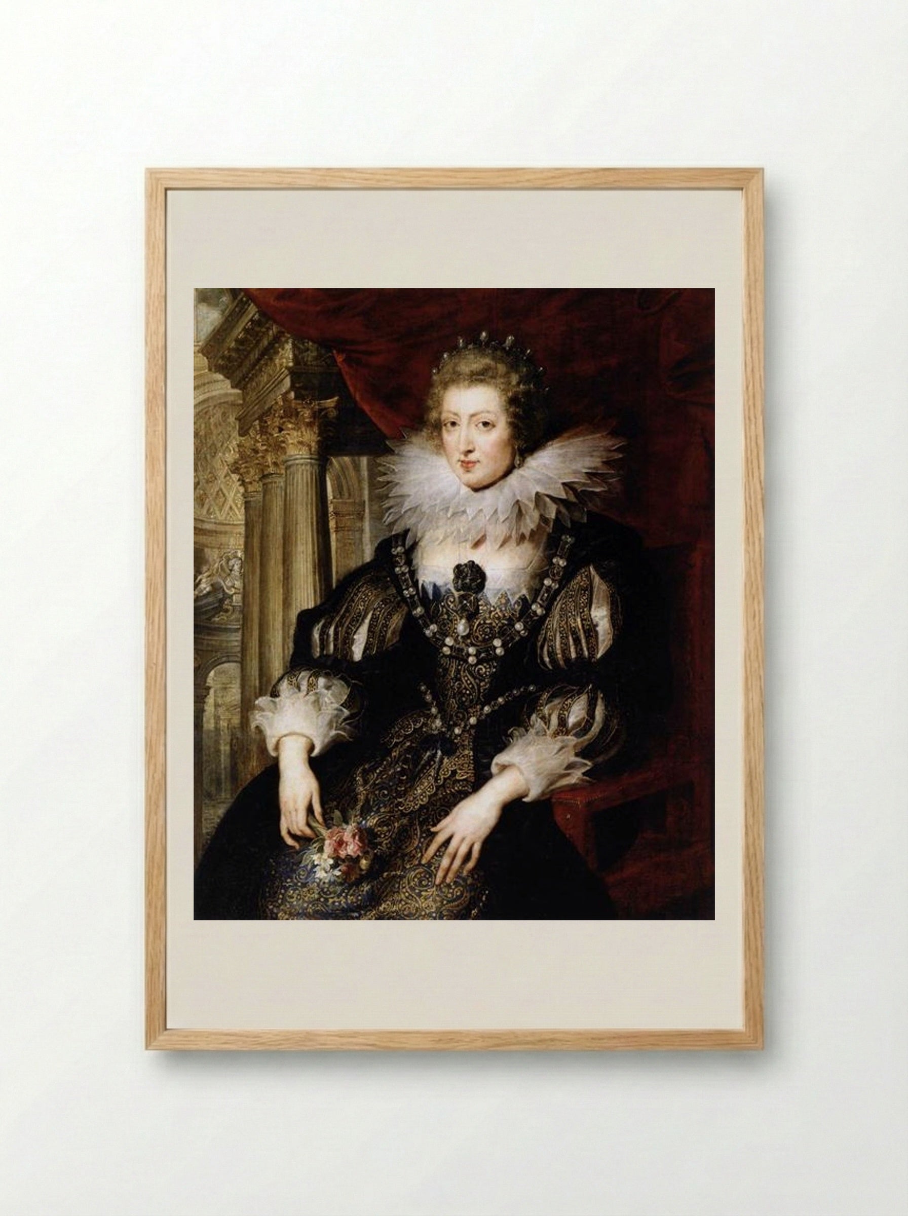 Portrait of Anne of Austria - Peter Paul Rubens - Framed Print Wood
