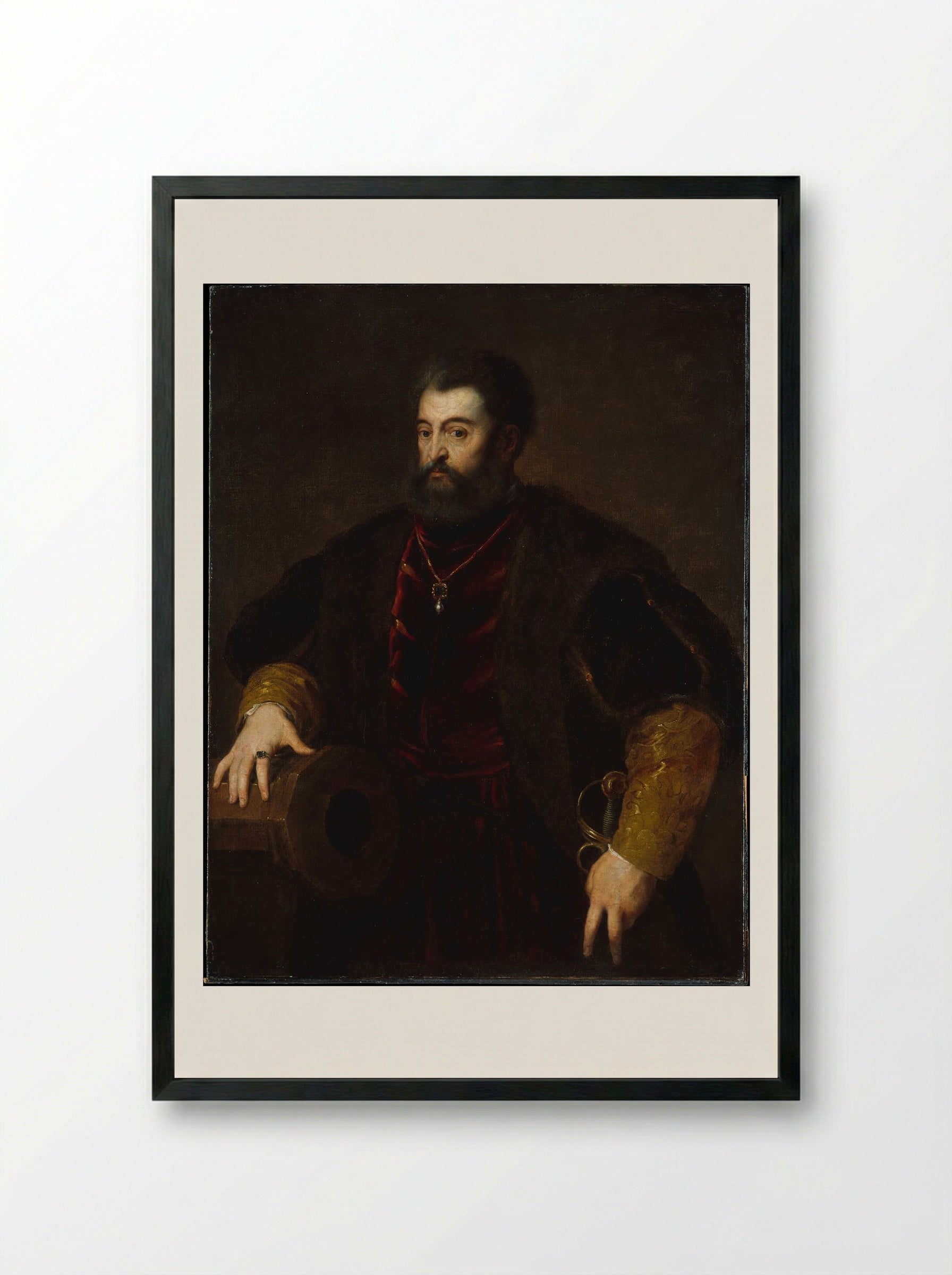 Alfonso d'Este (1486–1534), Duke of Ferrara - Titian - Framed Print Black
