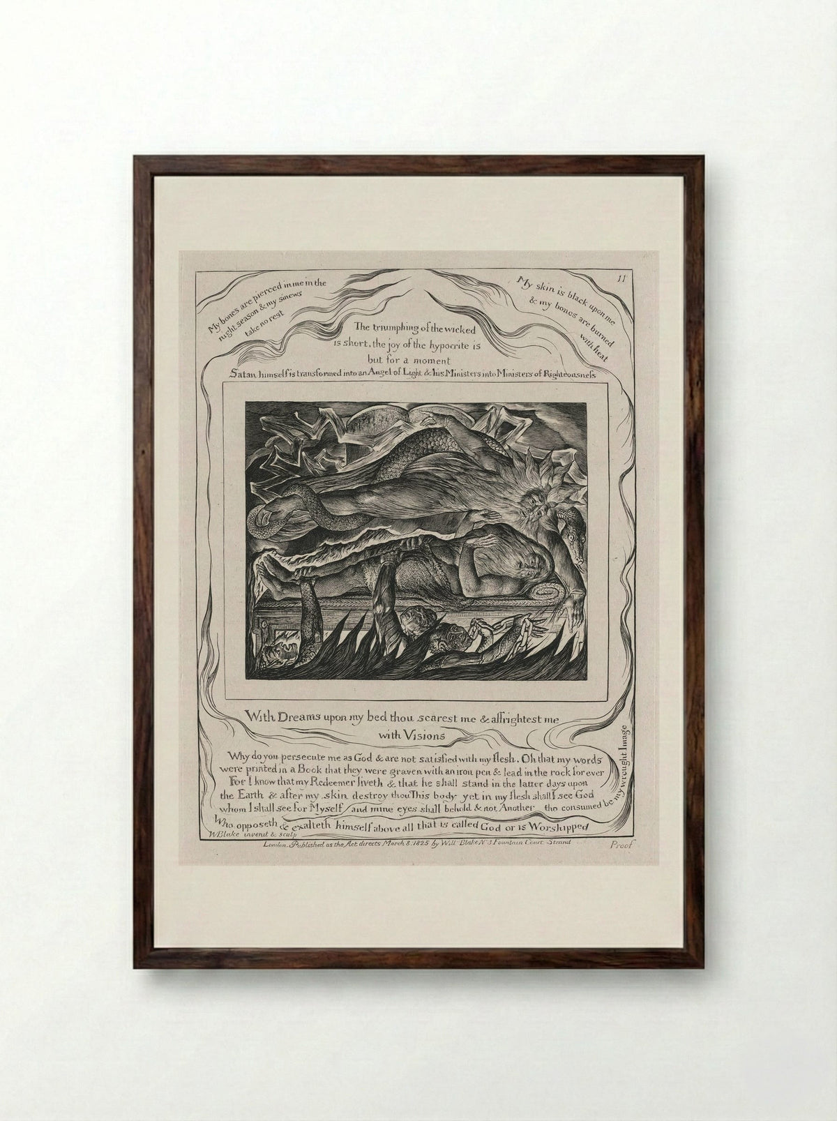 With Dreams upon my bed thou scarest me & affrightest me with Visions - William Blake - Framed Print Dark Wood