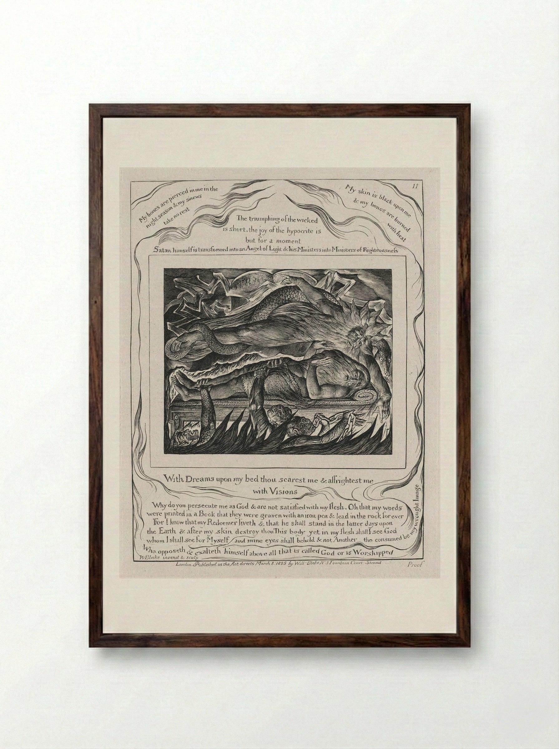 With Dreams upon my bed thou scarest me & affrightest me with Visions - William Blake - Framed Print Dark Wood