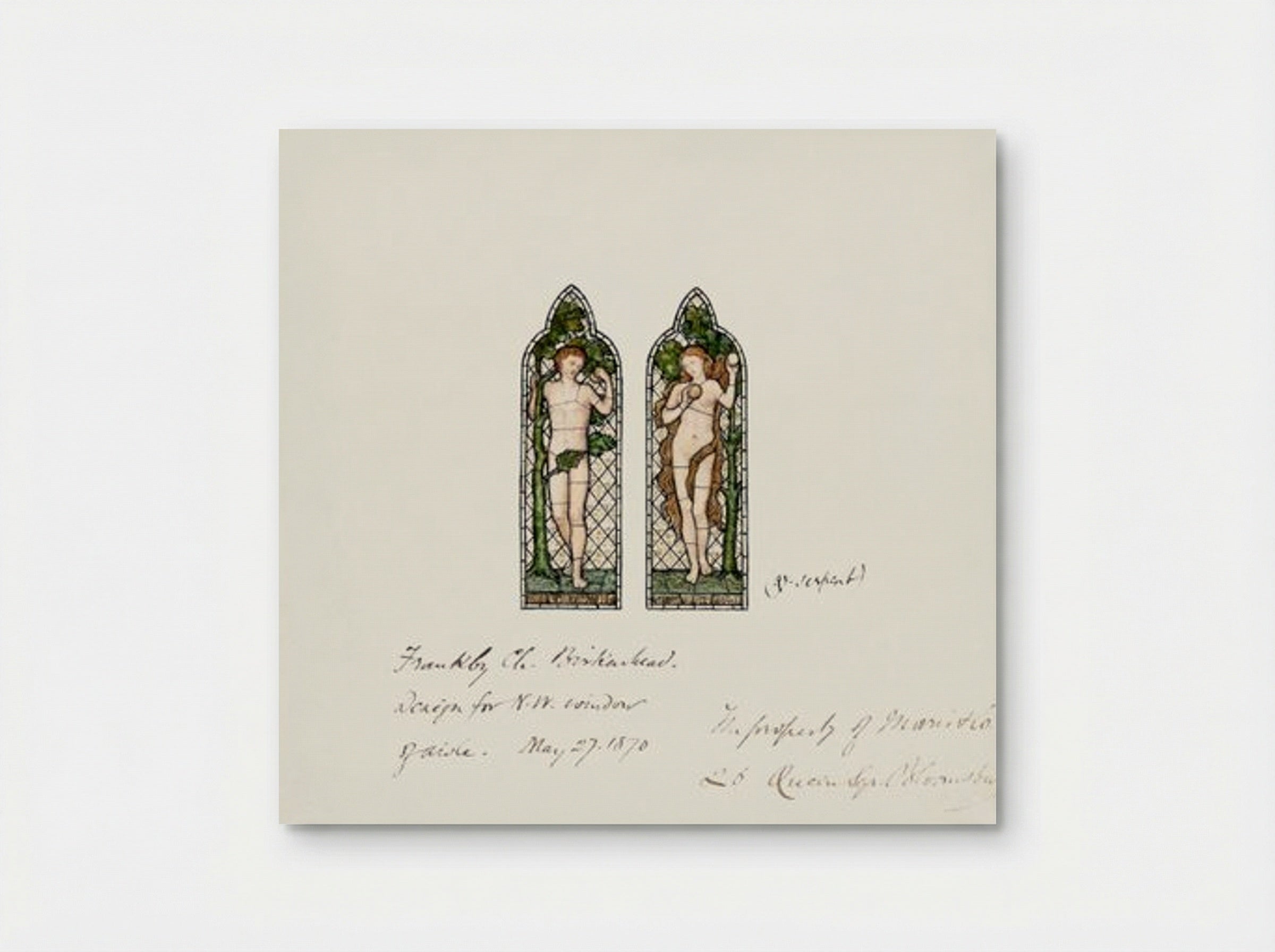 Design for Stained Glass Window: Adam and Eve - Fine Art Print - Poster