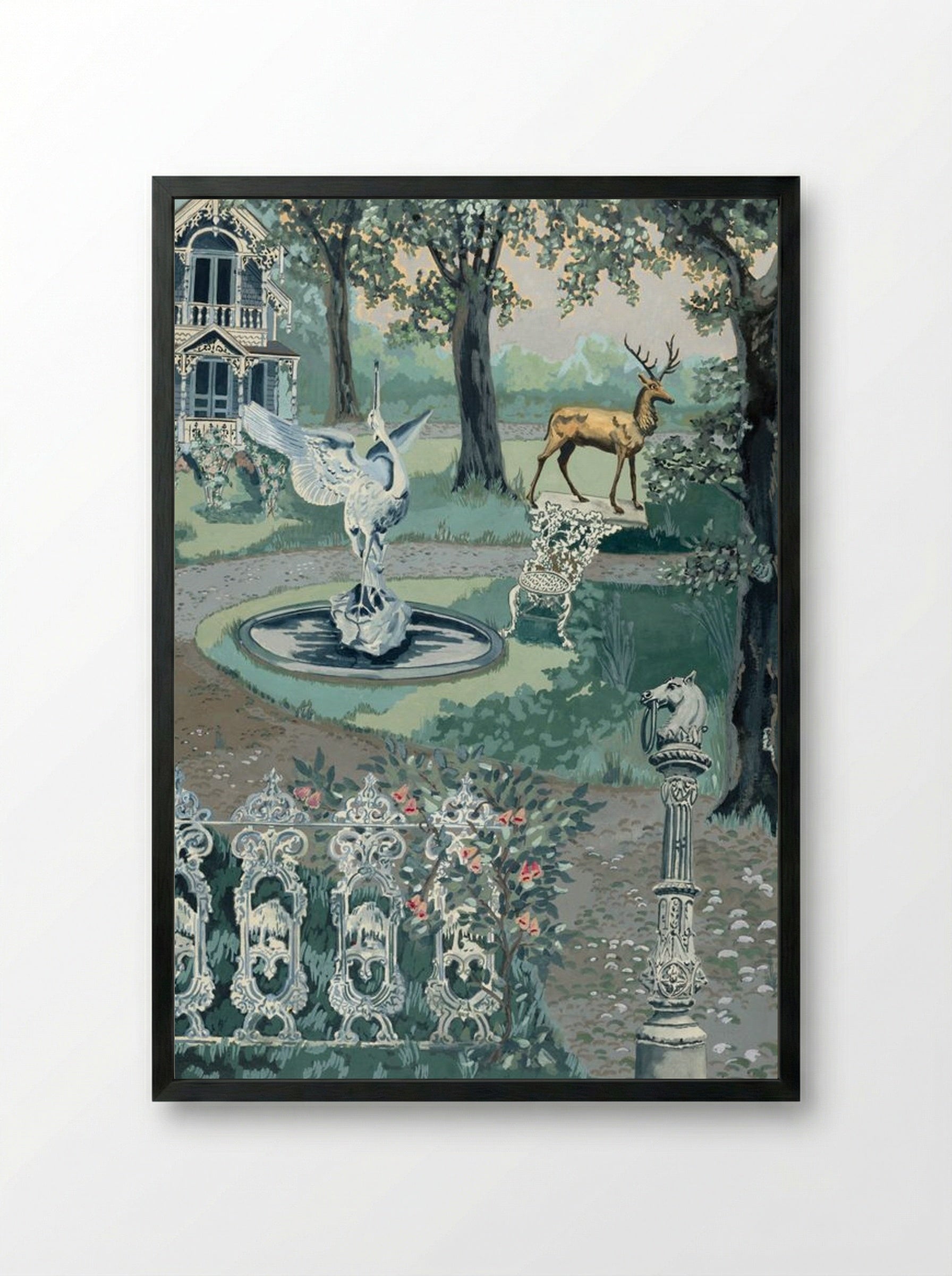 Garden Setting - Perkins Harnly - Framed Print Black