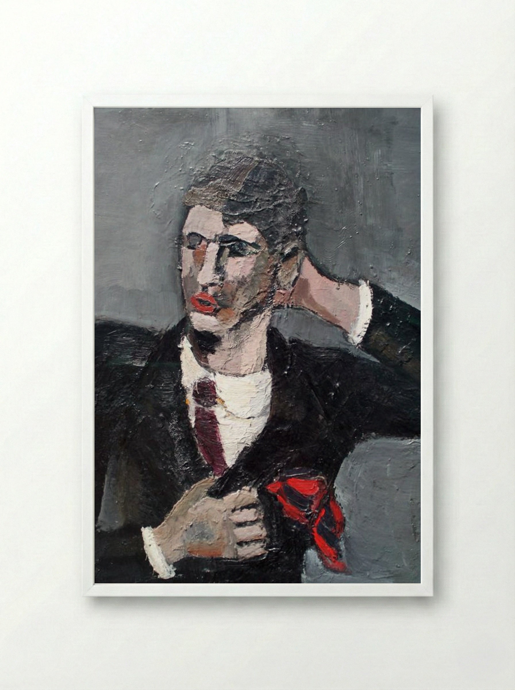 Self-Portrait - Helmut Kolle - Framed Print White