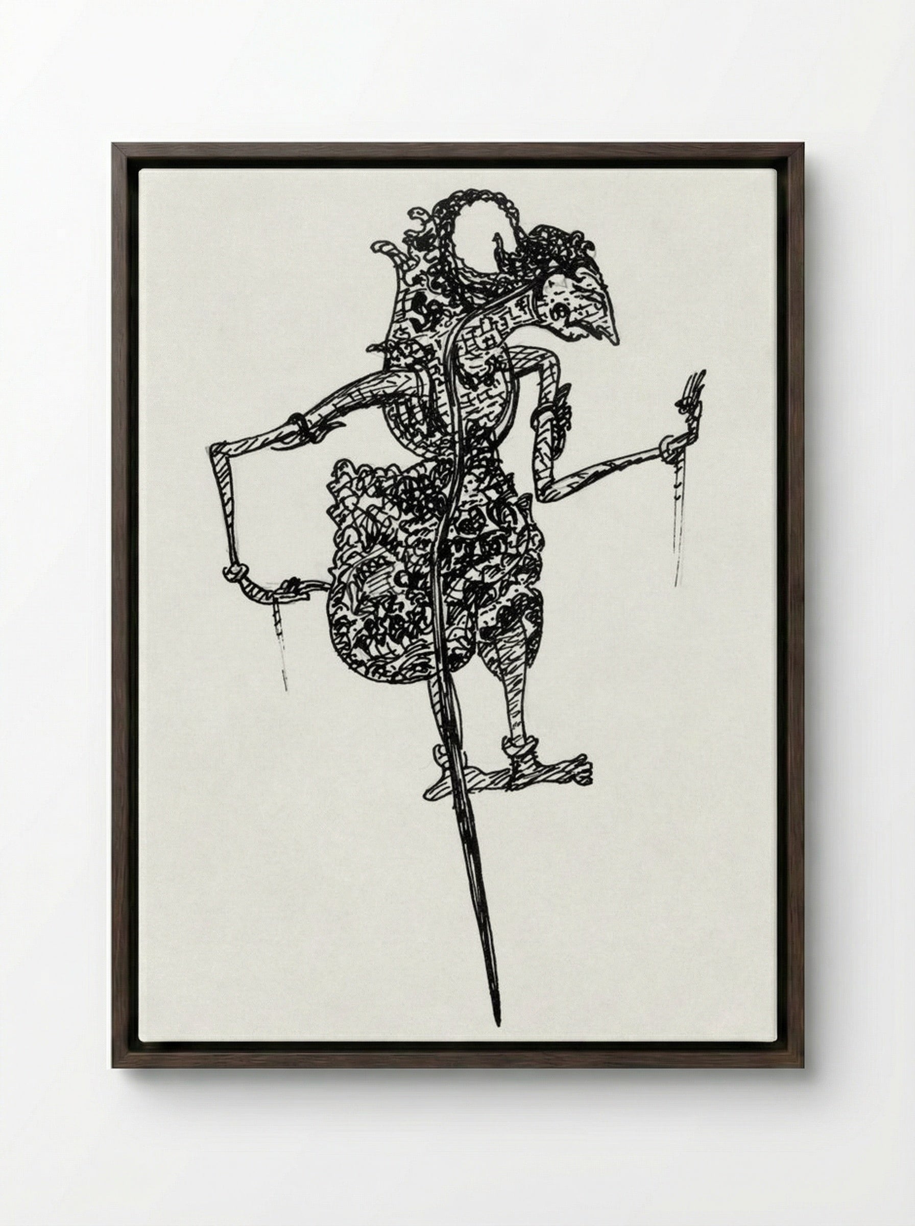 Wajangpop (Wayang Puppet) - Leo Gestel - Framed Canvas Dark Wood