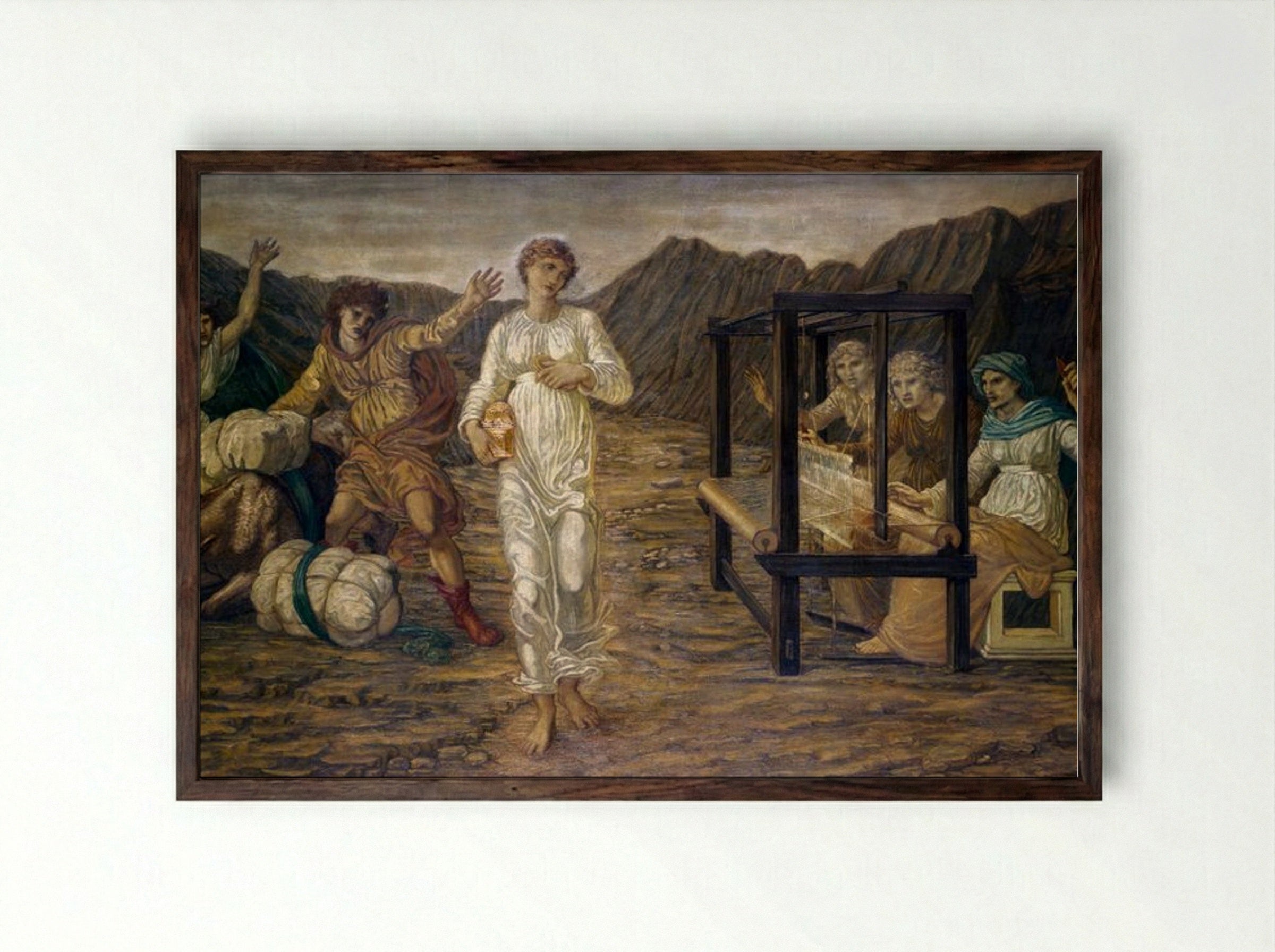 Psyche Set by Venus the Task - Edward Burne-Jones - Framed Print Dark Wood