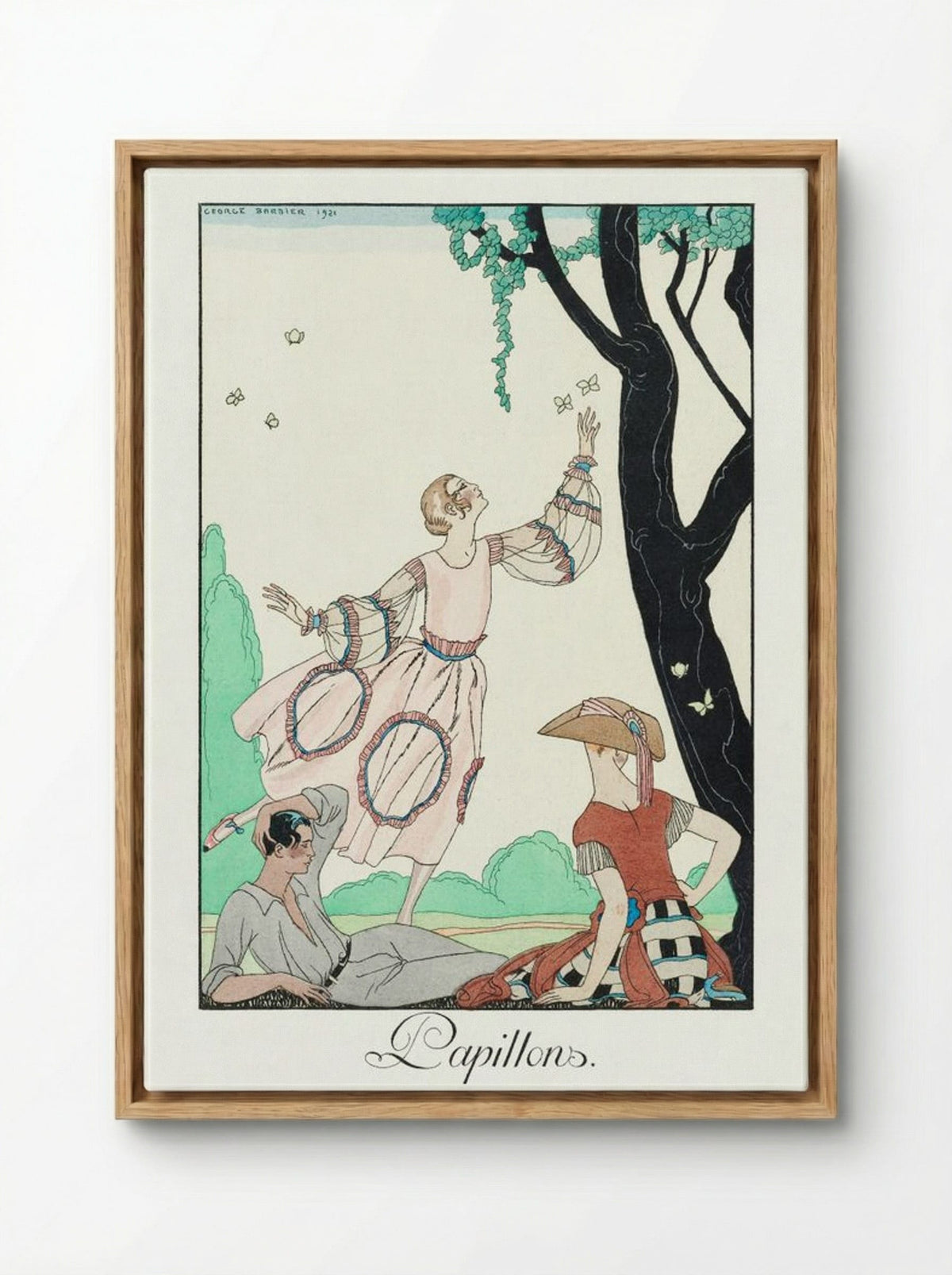 Papillons - George Barbier - Framed Canvas Wood