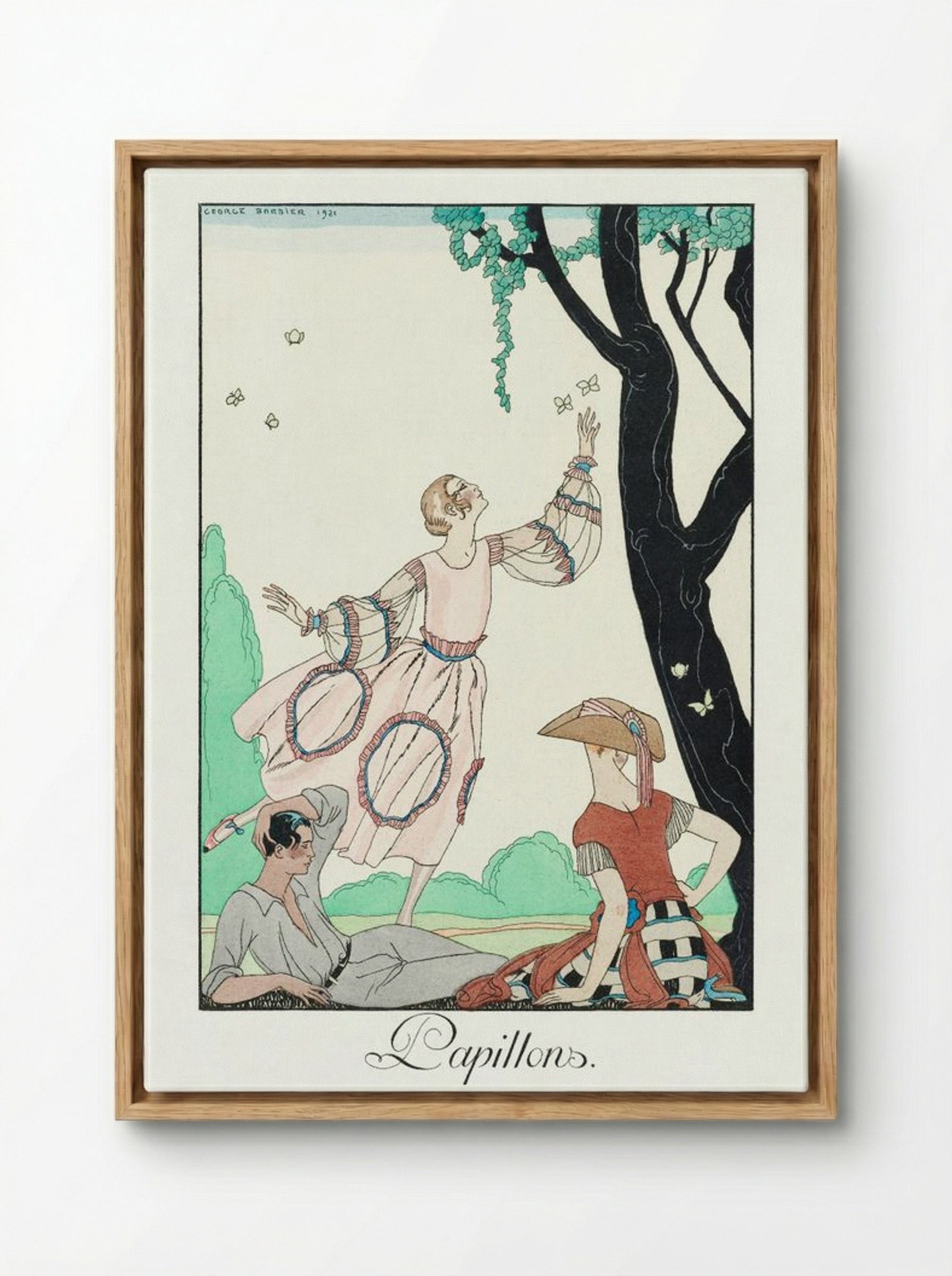Papillons - George Barbier - Framed Canvas Wood