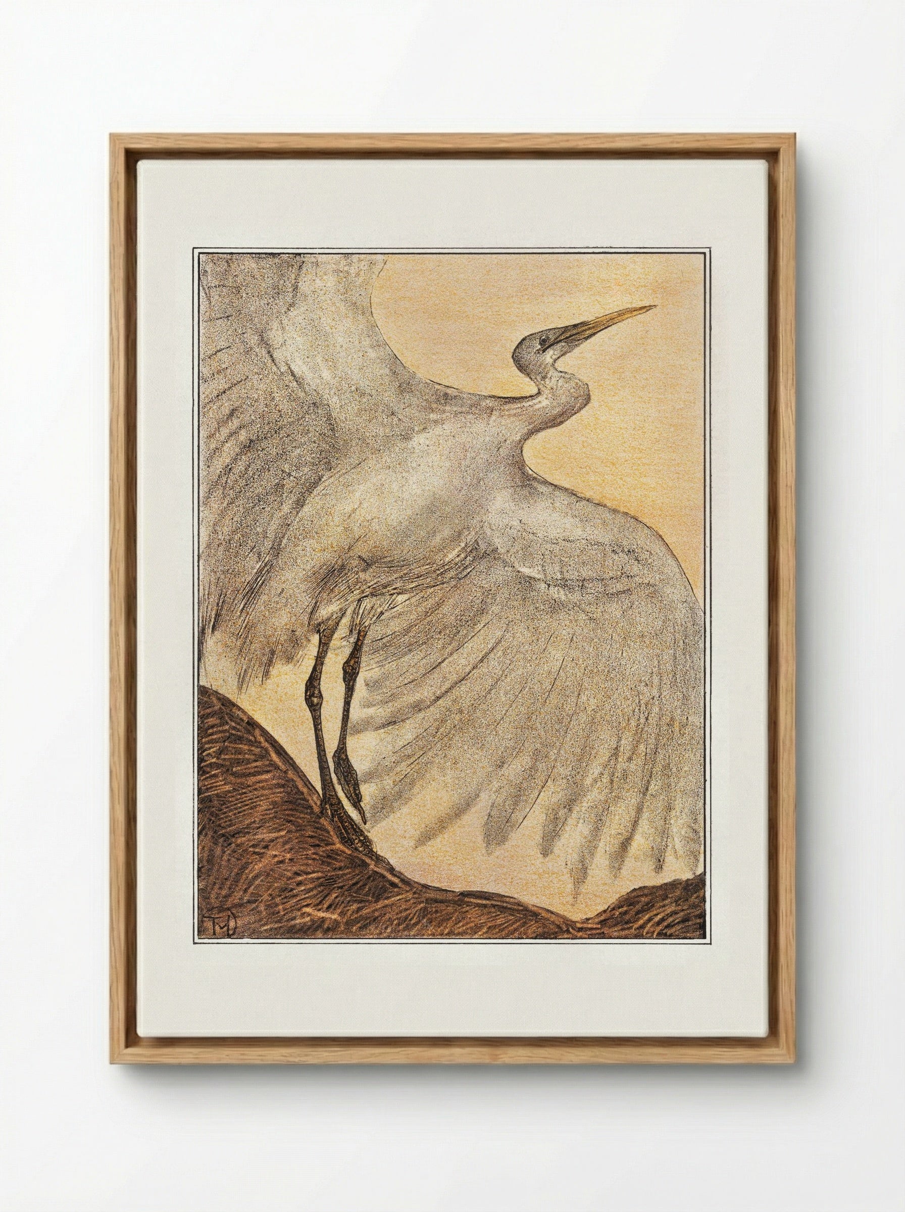 Zilverreiger (Heron) - Theo van Hoytema - Framed Canvas Wood
