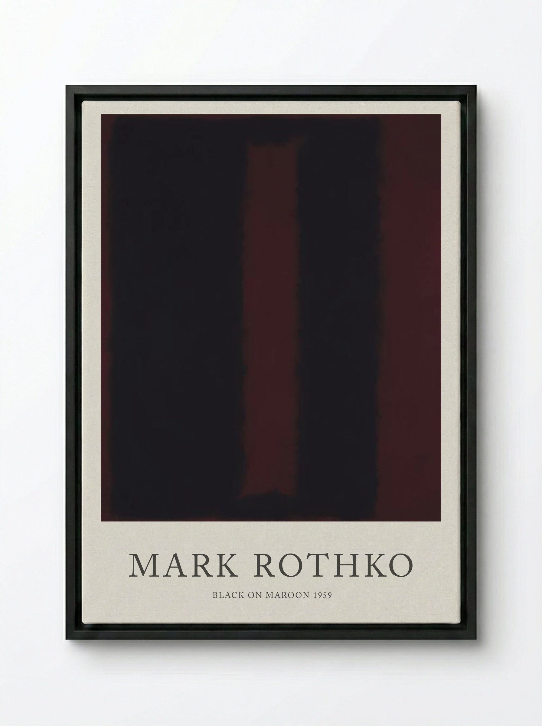 Black on Maroon - Mark Rothko - Framed Canvas Black