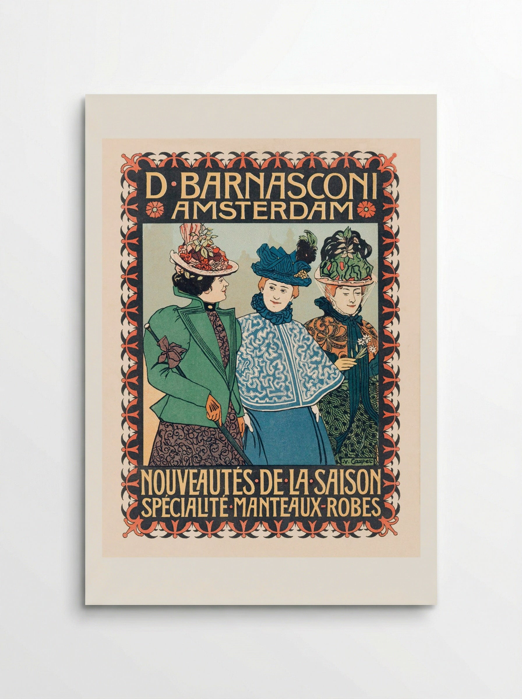 Advertentie van kledingzaak D. Barnasconi in Amsterdam - Johann Georg van Caspel - Poster