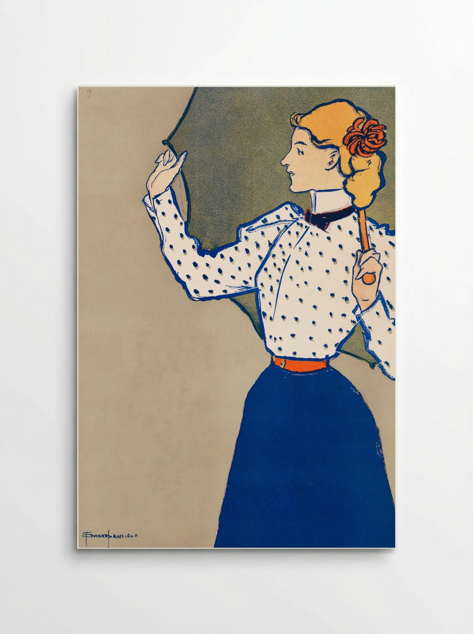 Woman Holding Umbrella - Edward Penfield - Poster