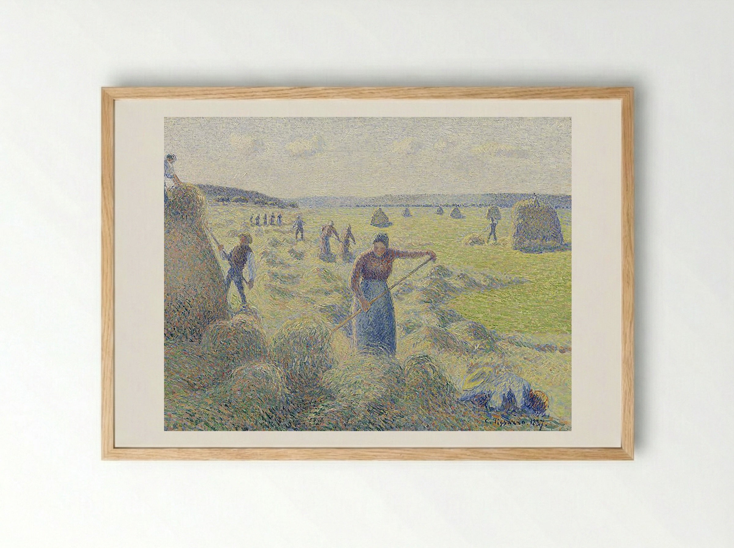 The Harvest of Hay in Eragny - Camille Pissarro - Framed Print Wood