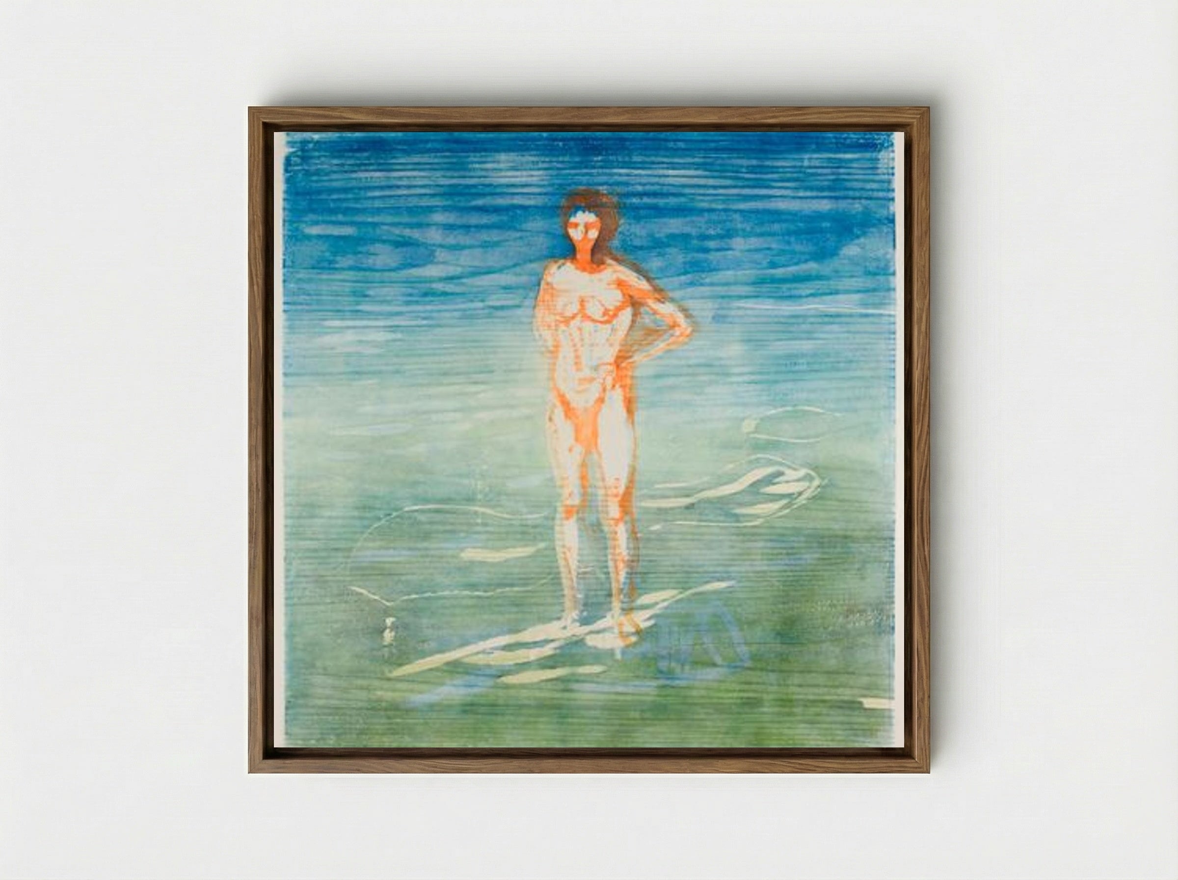 Man Bathing - Edvard Munch - Framed Canvas Wood