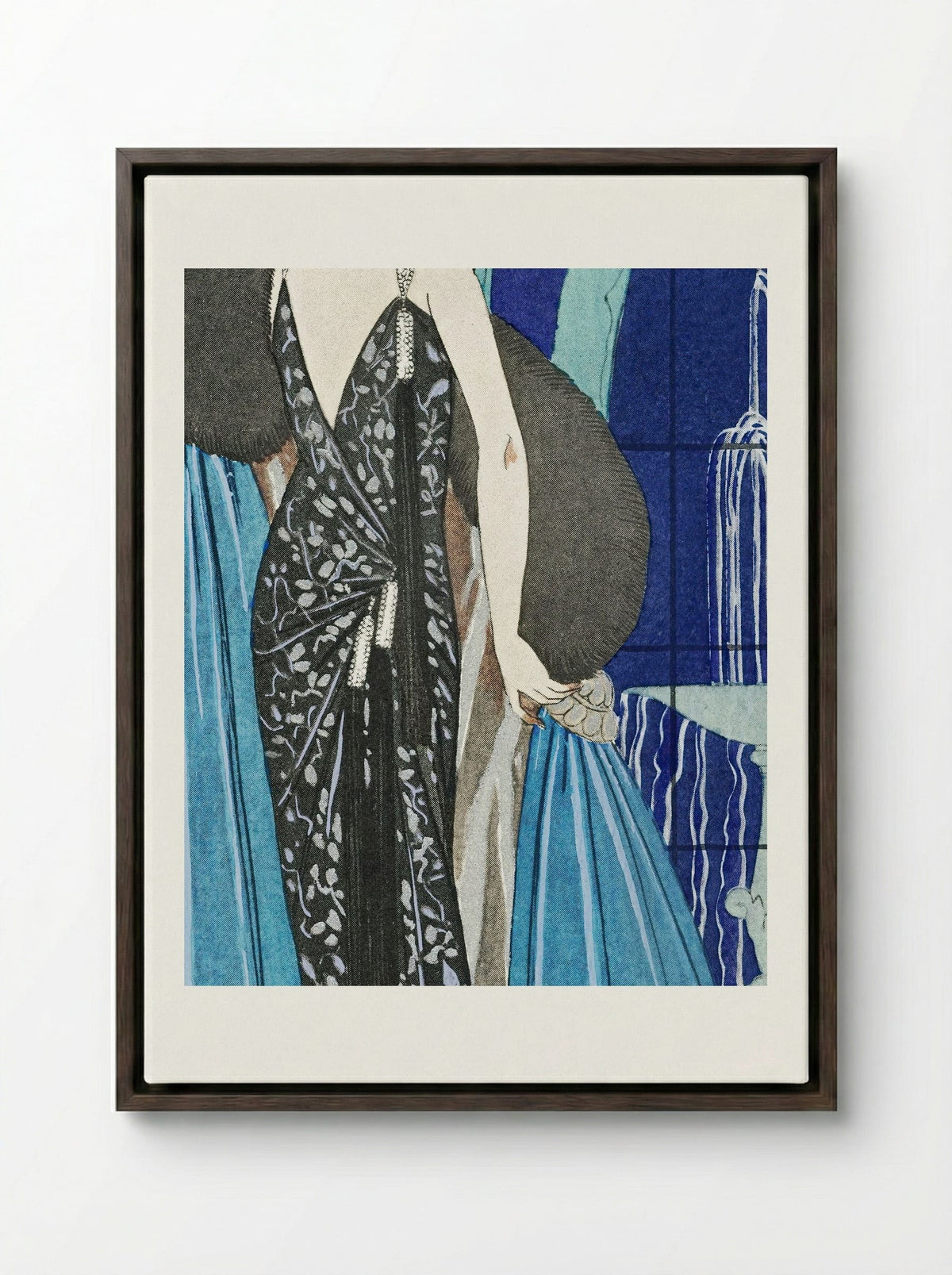 Alcyone, Robe et Manteau du Soir, de Worth - George Barbier - Framed Canvas Dark Wood