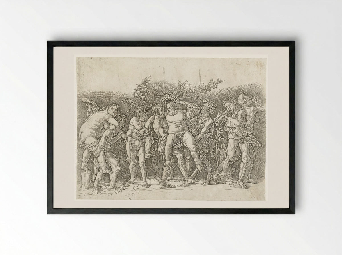 Bacchanaal met Silenus - Andrea Mantegna - Framed Print Black