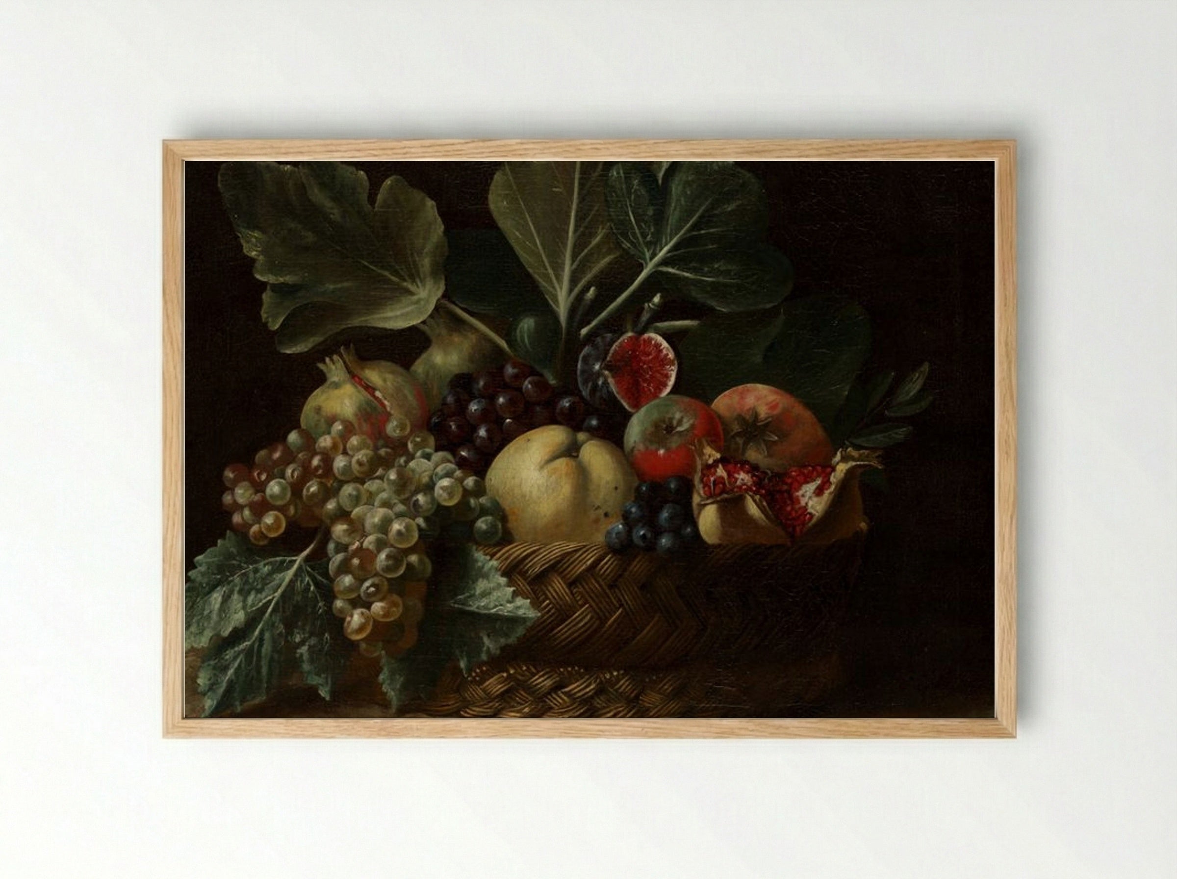 Basket of Fruit - Fine Art Print - Framed Print Wood