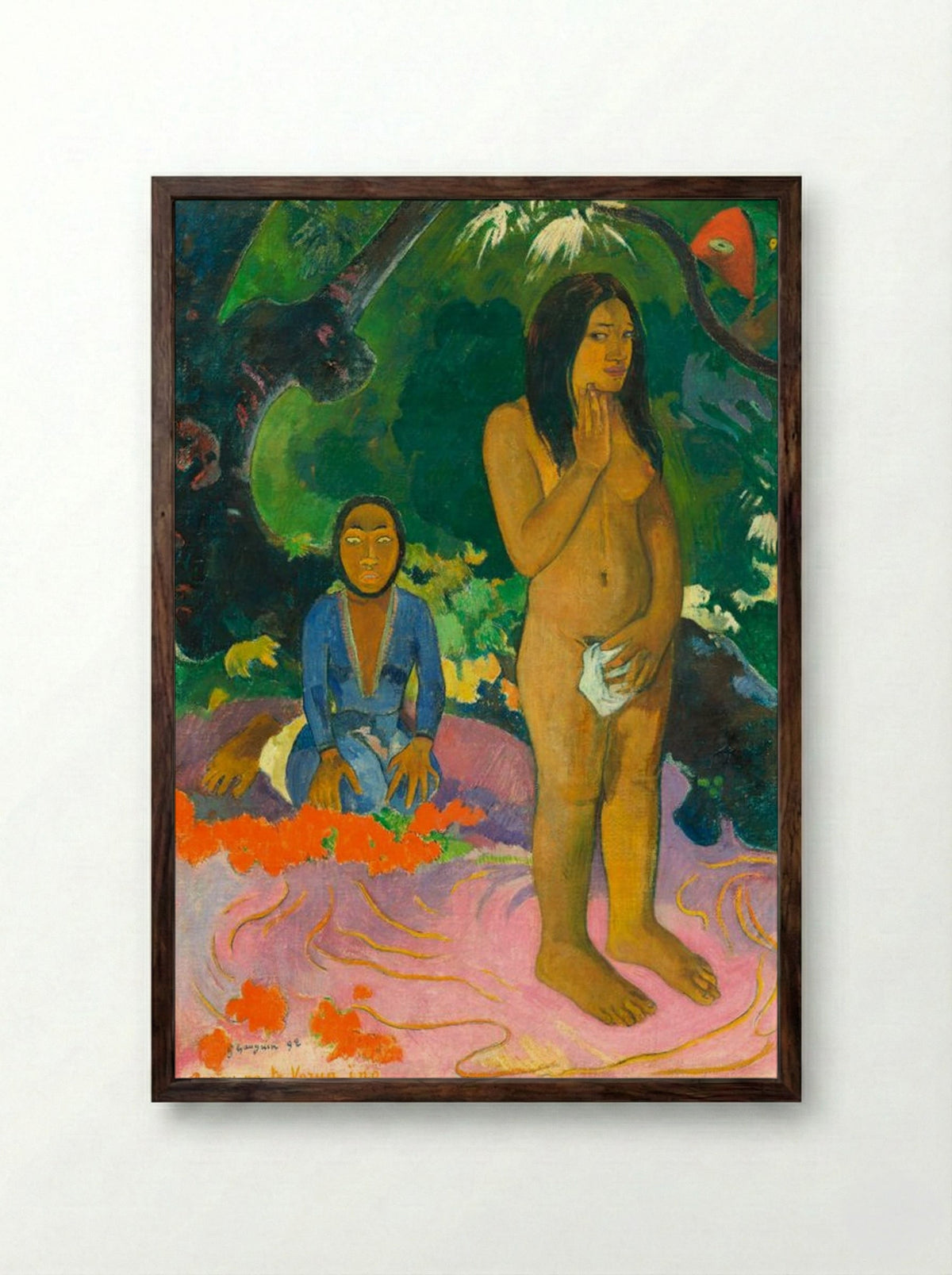Words of the Devil - Paul Gauguin - Framed Print Dark Wood