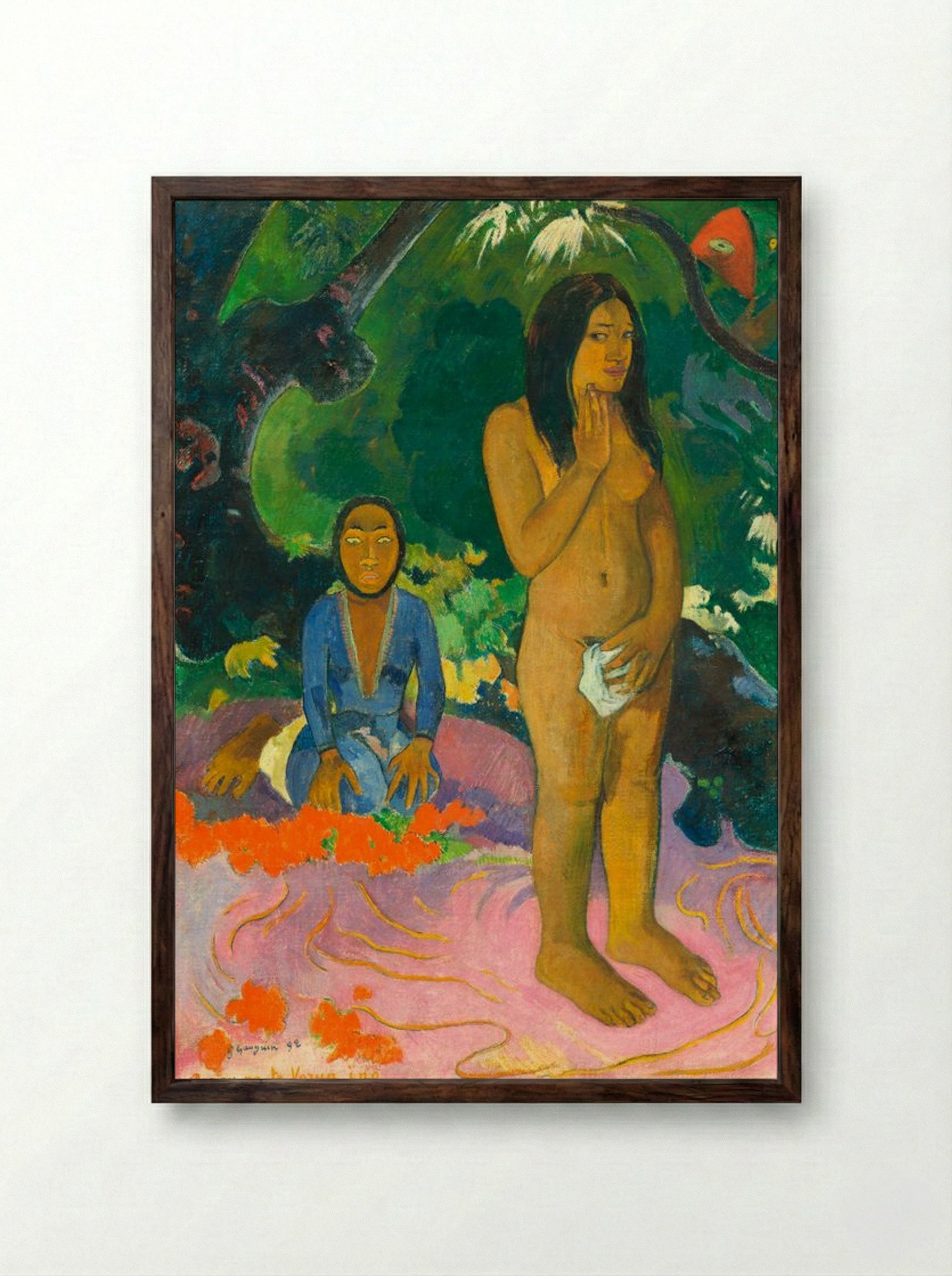 Words of the Devil - Paul Gauguin - Framed Print Dark Wood