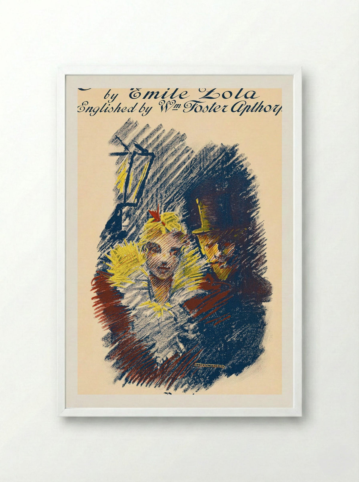 Jacques Damour by Emile Zola - Ethel Reed - Framed Print White