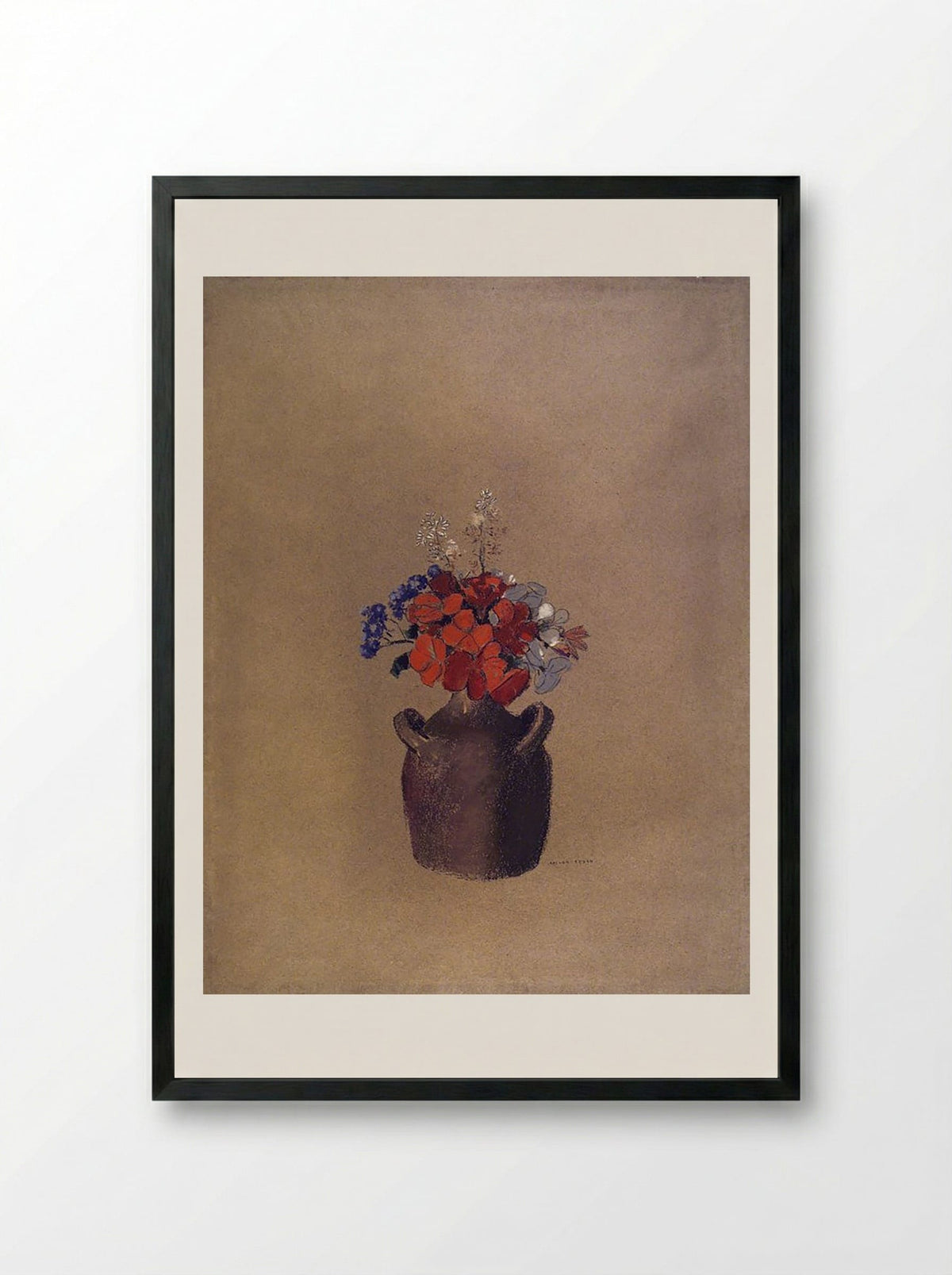 Flowers in a Vase - Odilon Redon - Framed Print Black