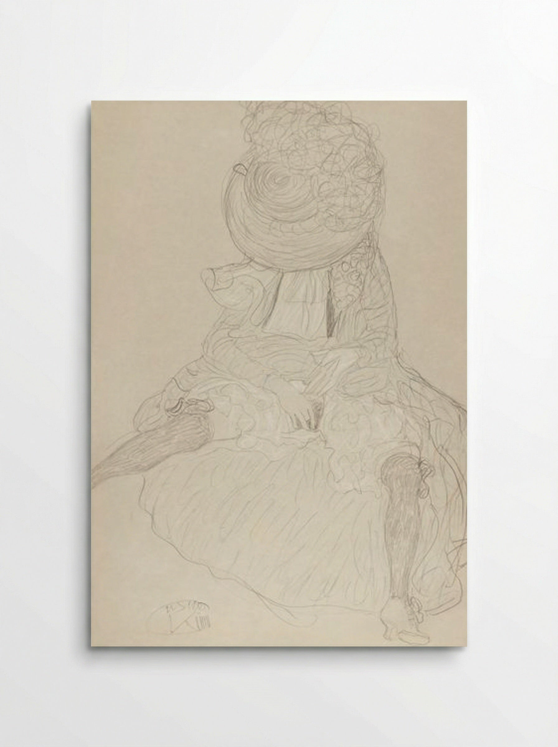 Seated Woman from the Front with Hat, Face Hooded - Gustav Klimt - Poster